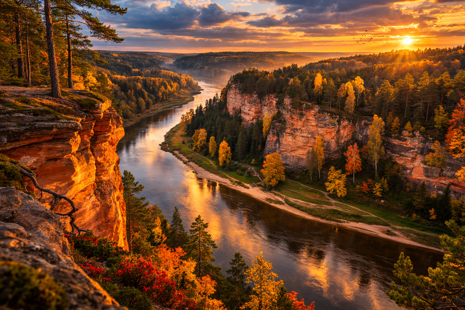 The Gauja River valley and the national park’s forests