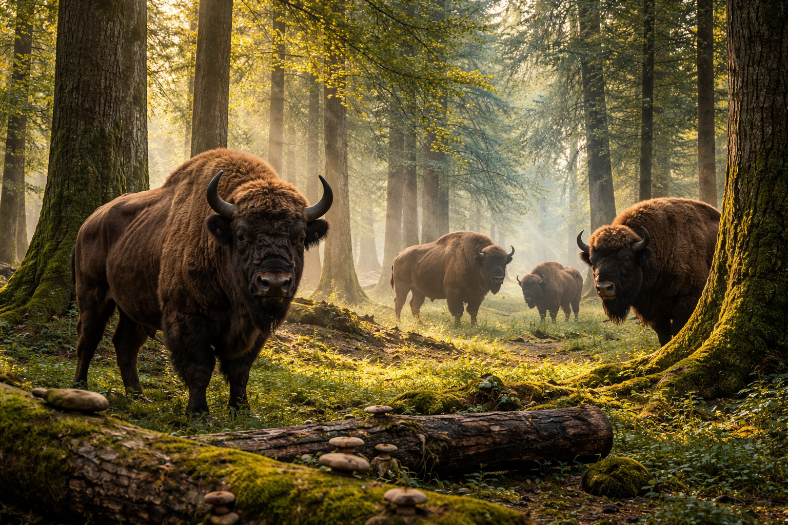 غابة بياوفييجا وبيسون في بيئته الطبيعية