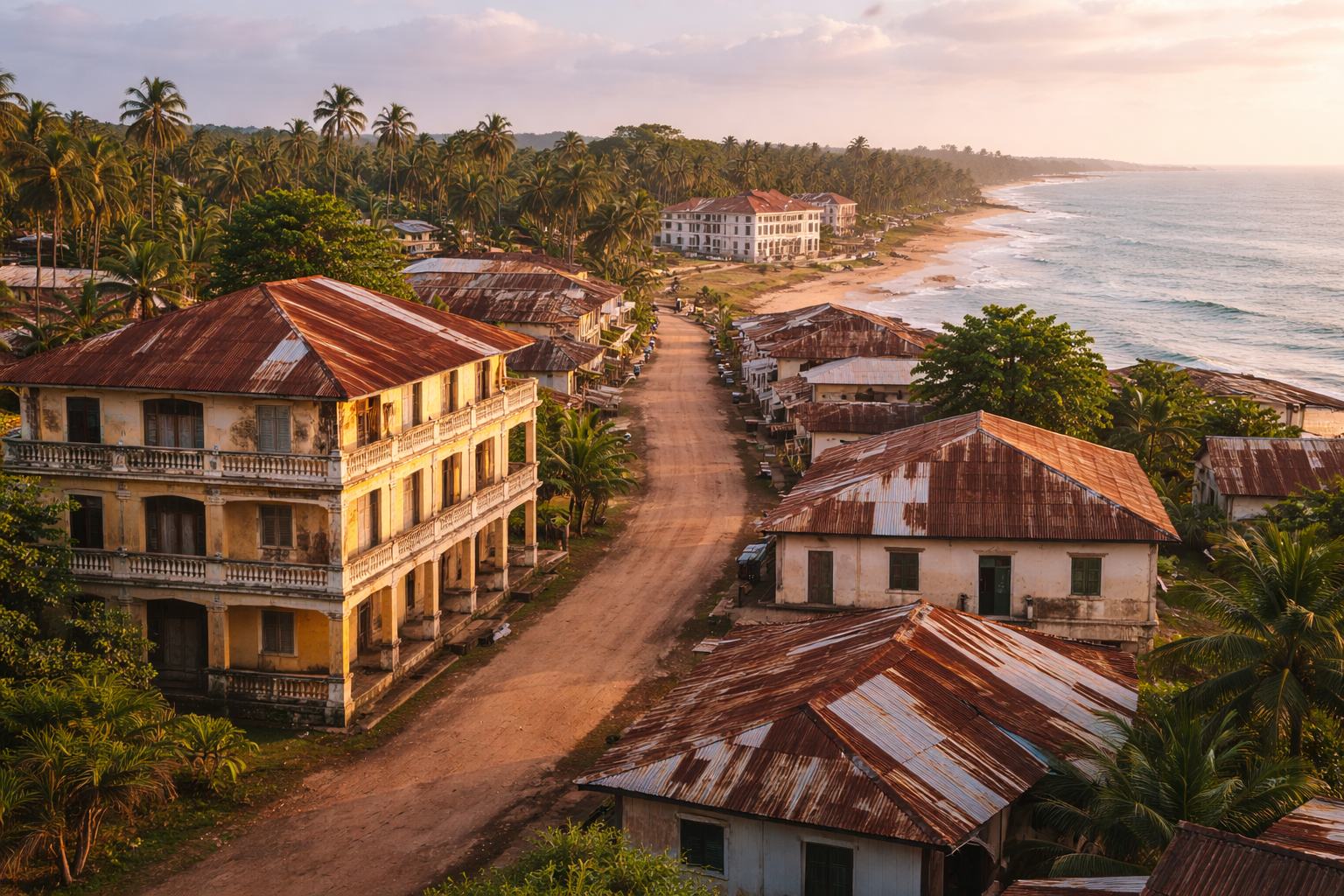 Harperis Liberijoje su architektūra ir vaizdu į vandenyną