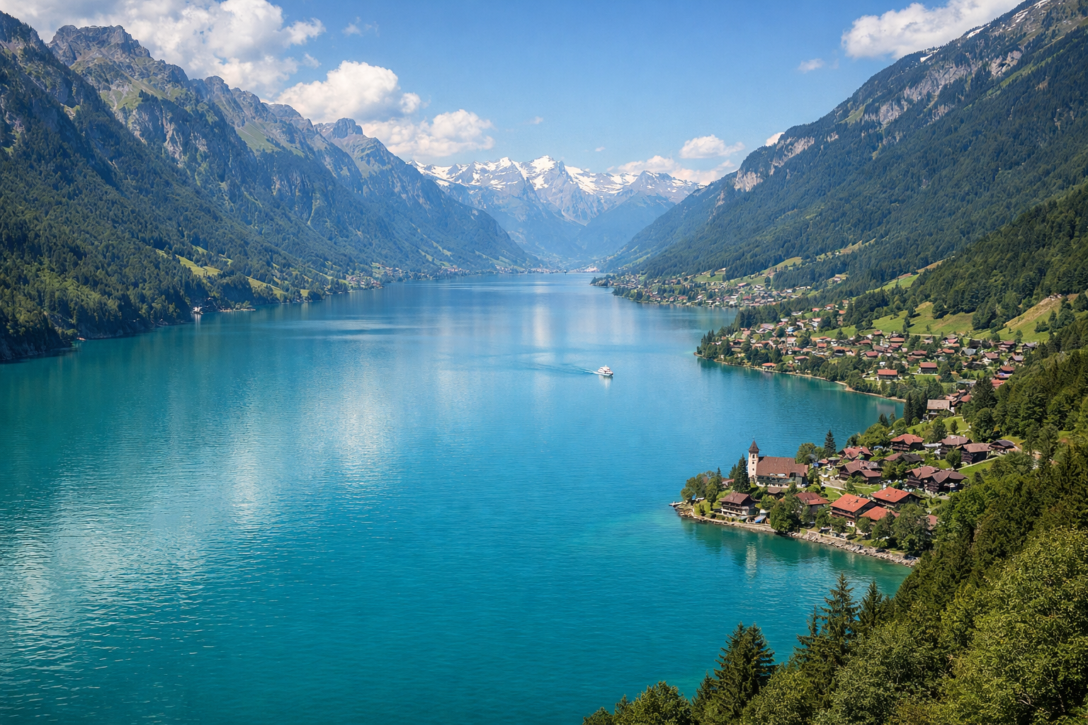 Turkusowe Jezioro Brienz pośród Alp