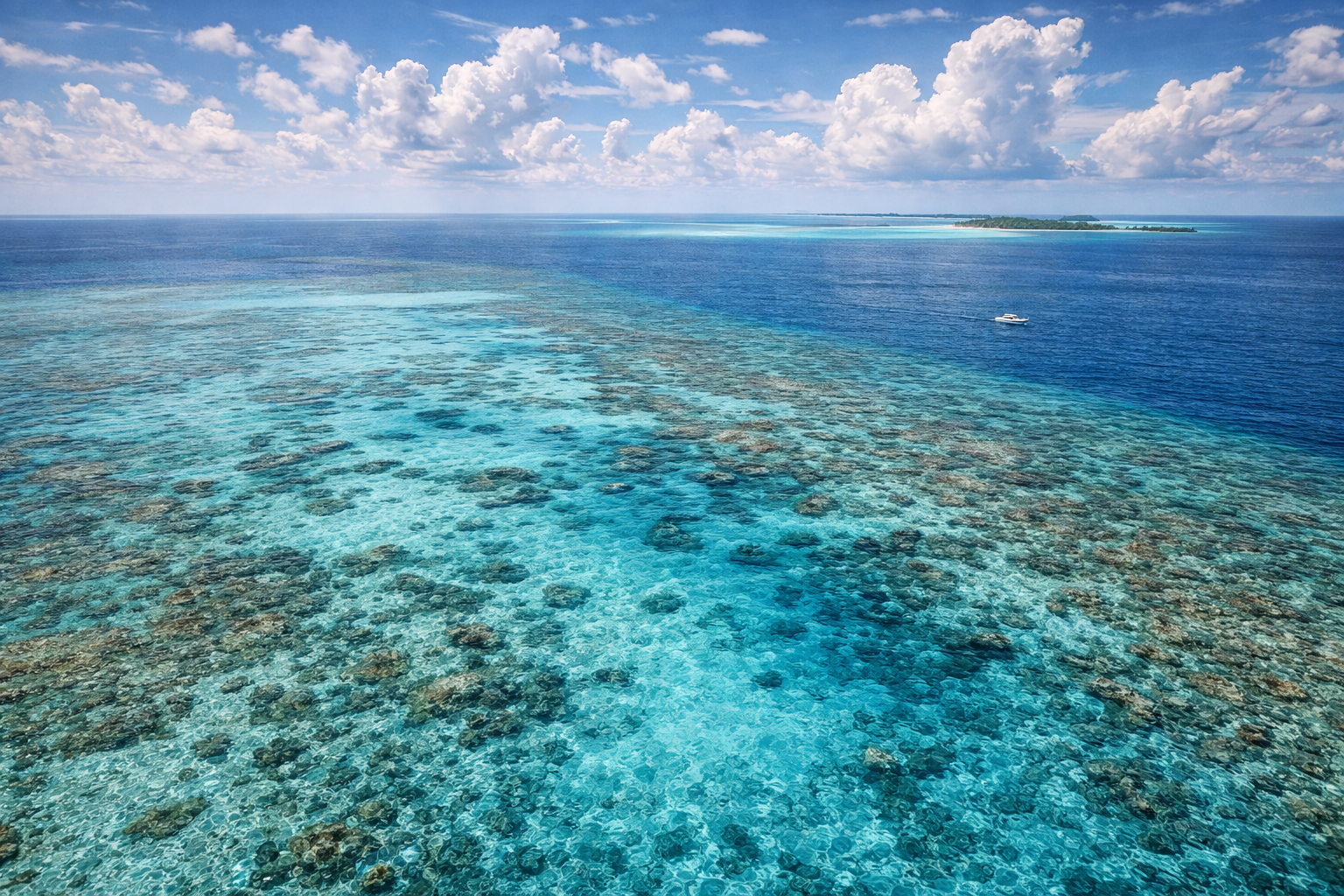 Baa Atoll with coral reefs and clear water