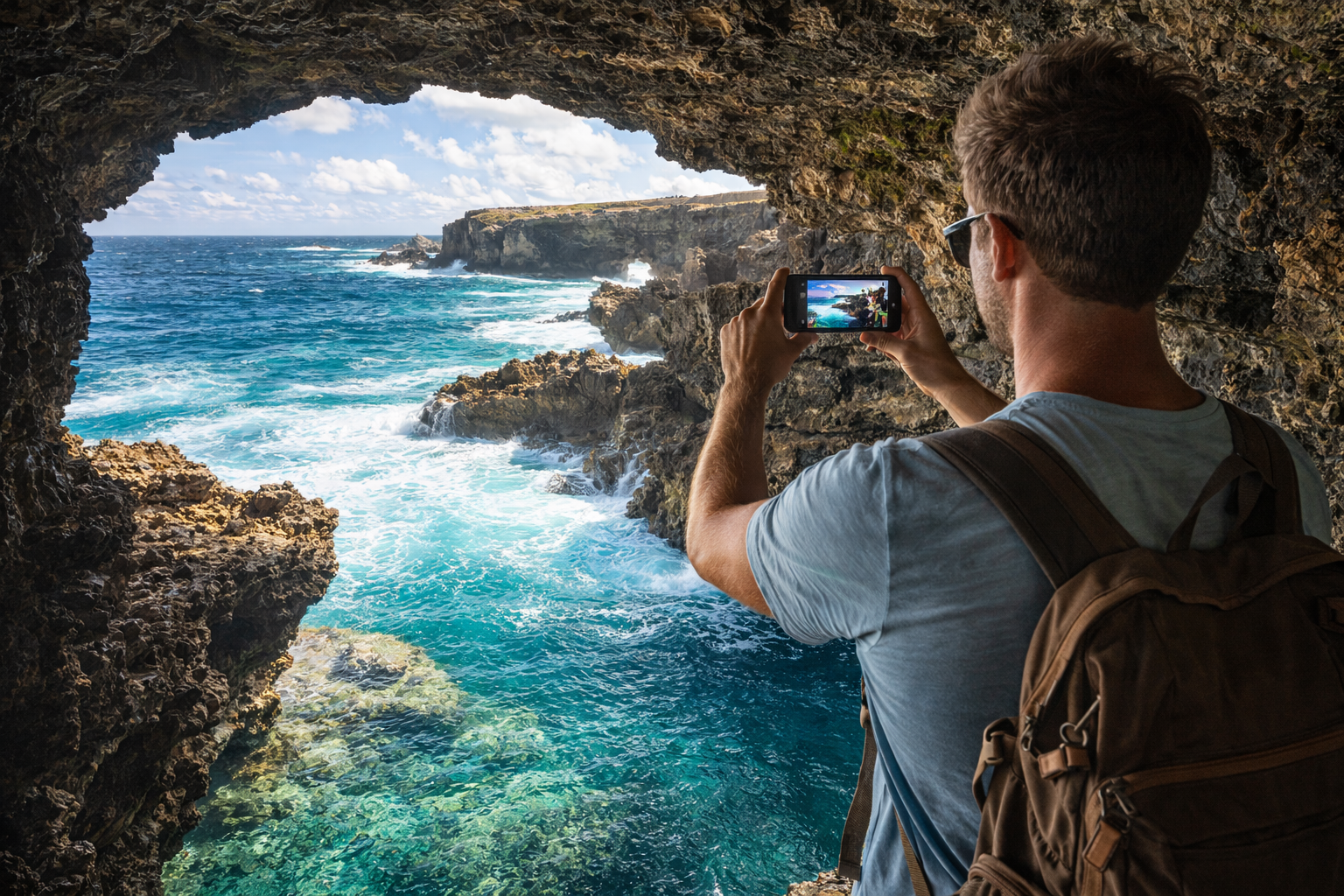 Animal Flower Cave alle Barbados: un viaggiatore condivide una foto tramite internet eSIM