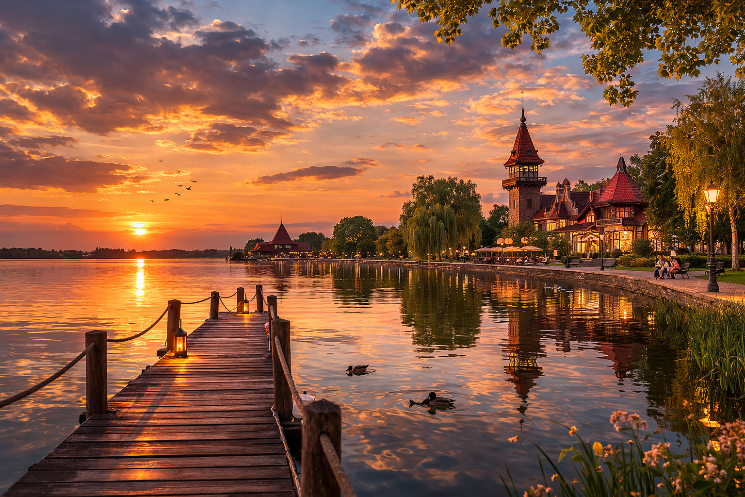 Palić Lake near the city of Subotica with a beautiful promenade.