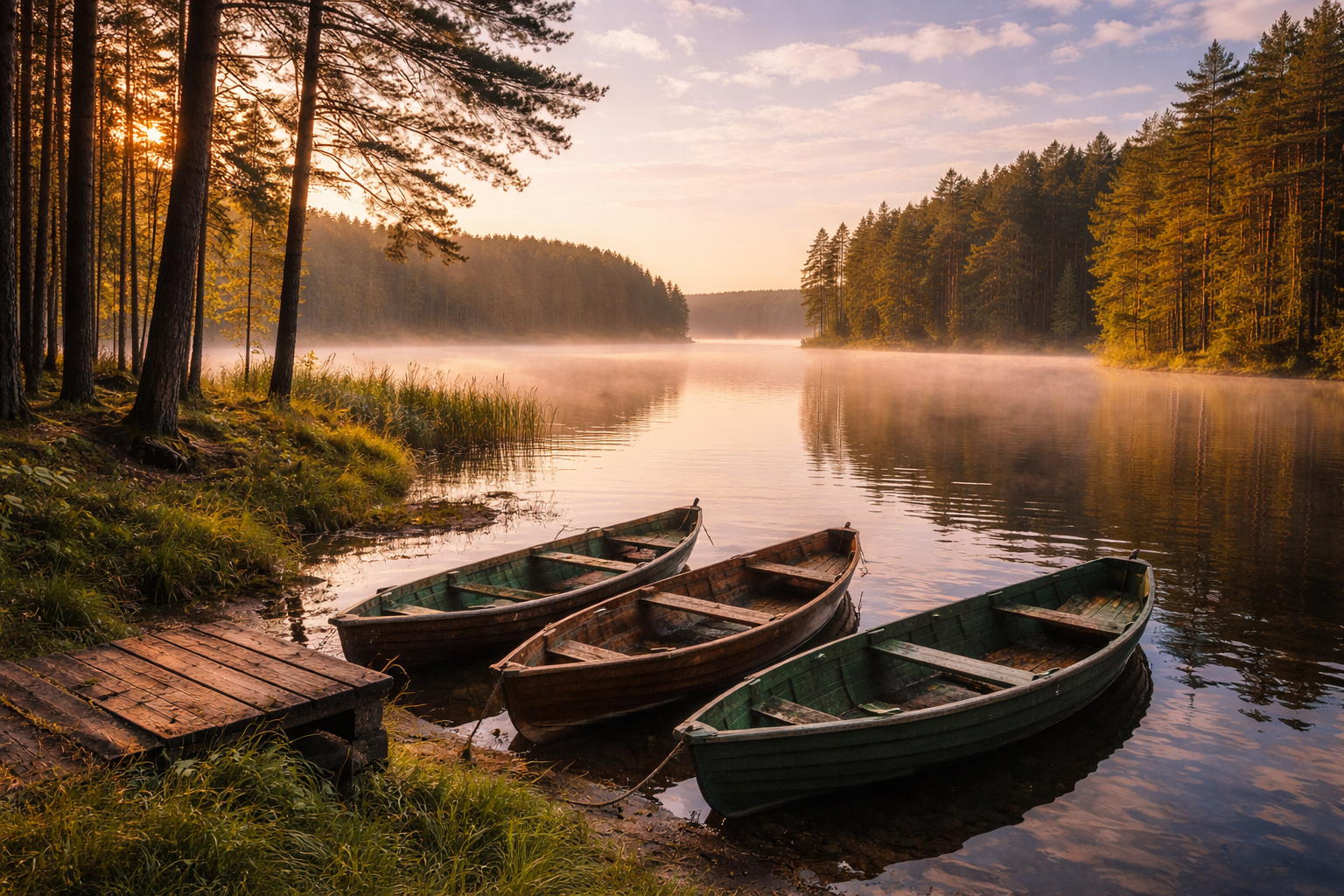 Lakes of Aukštaitija National Park among pine forests