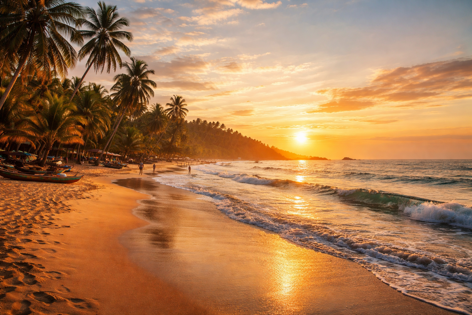 Busua Beach and palm trees on the coast