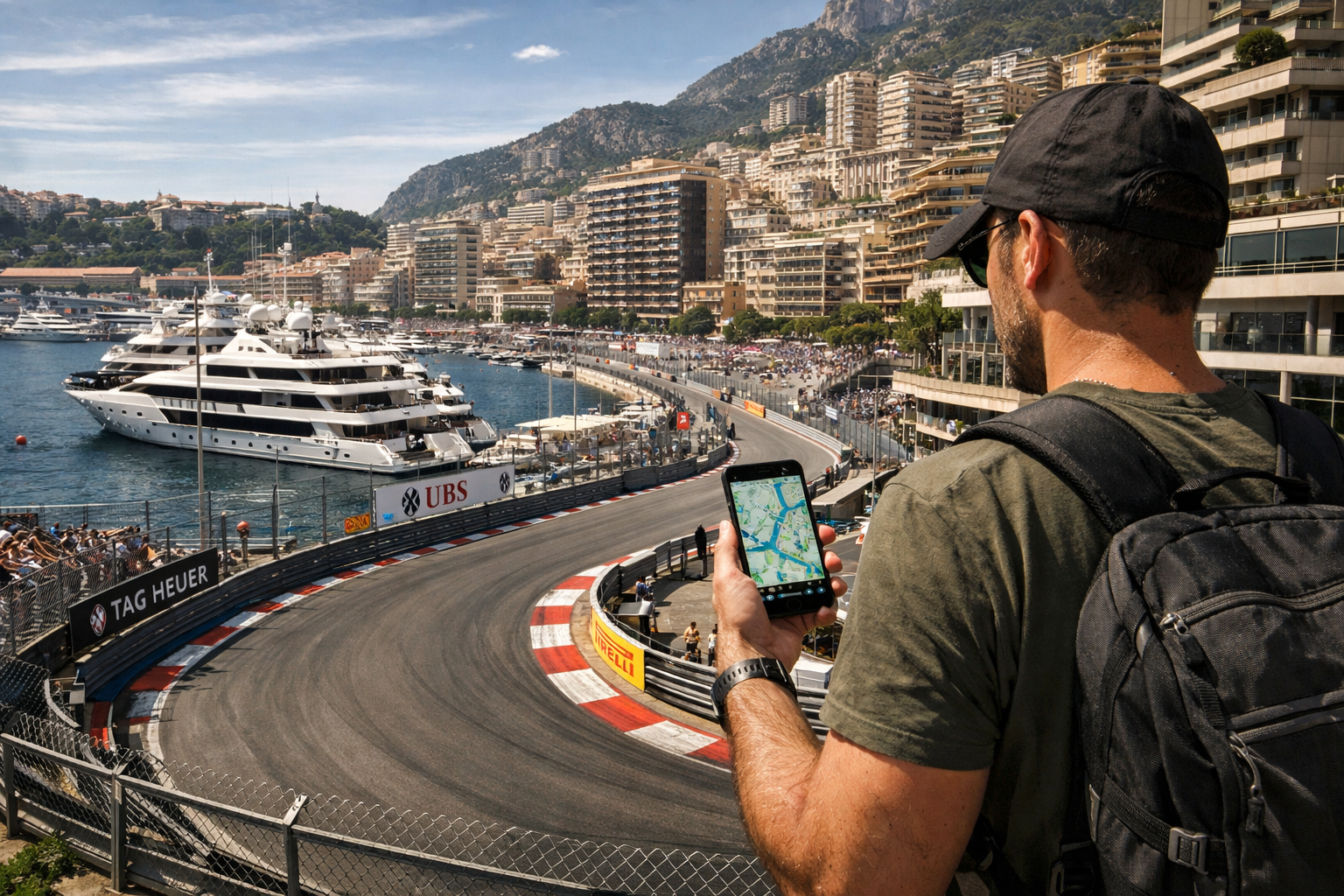 Fontvieille marina with yachts and colorful houses