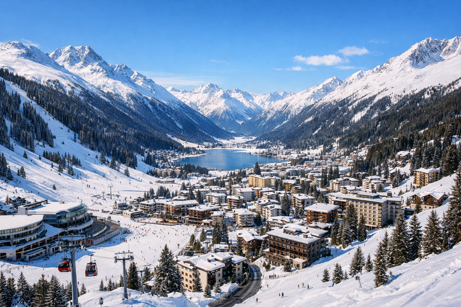 Górski kurort Davos w otoczeniu Alp