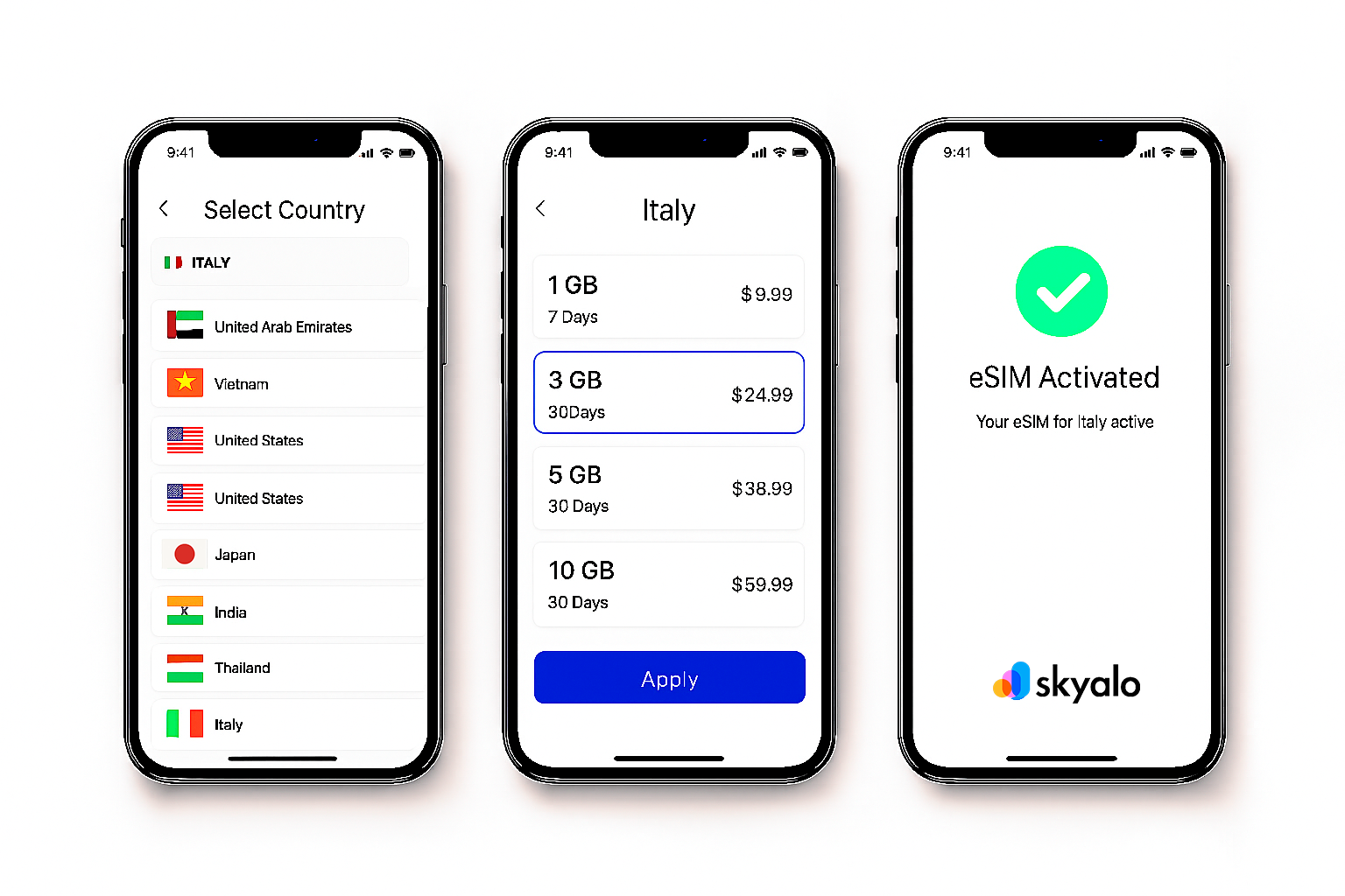 Настройте eSIM до поездки или по прибытии — Skyalo всё упростит
