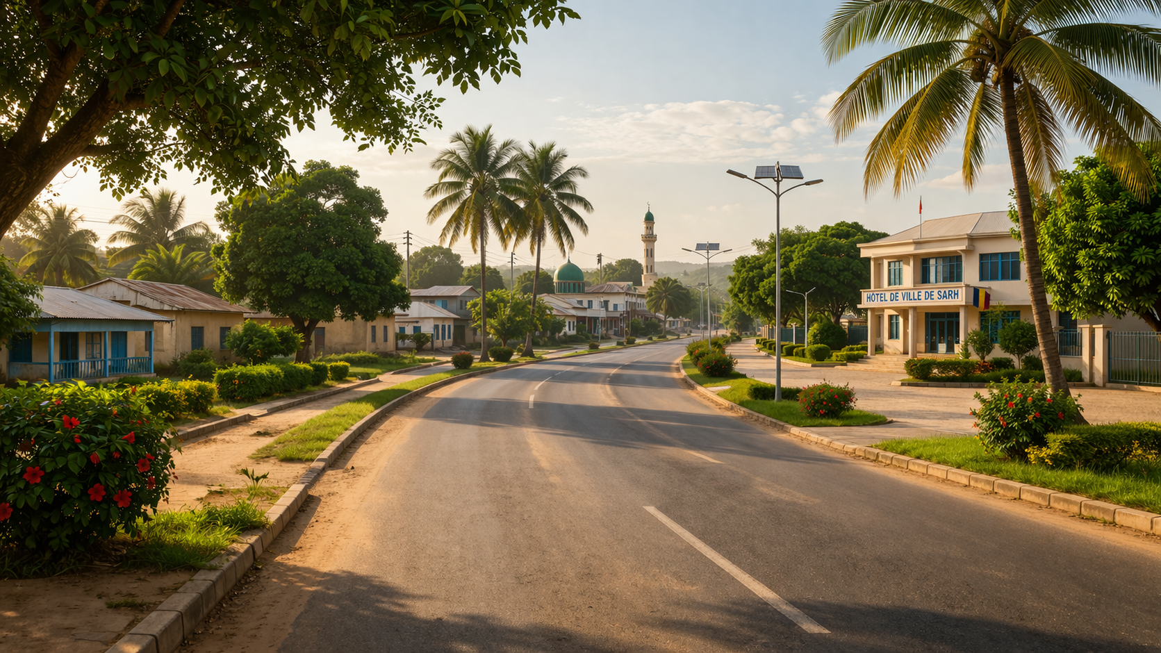 העיר סארה עם רחובות ירוקים ואווירה שקטה