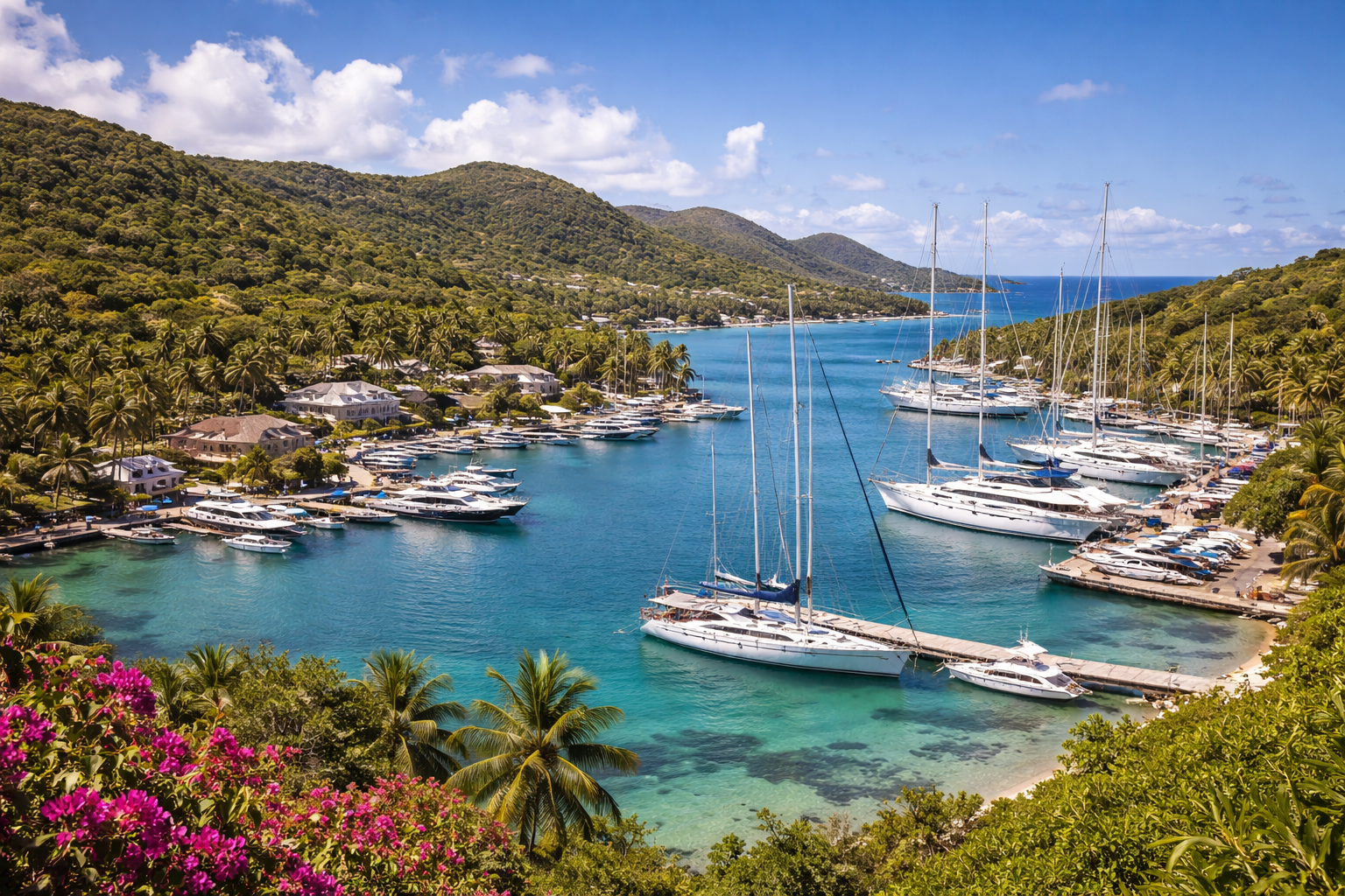 English Harbour — a harbor filled with yachts