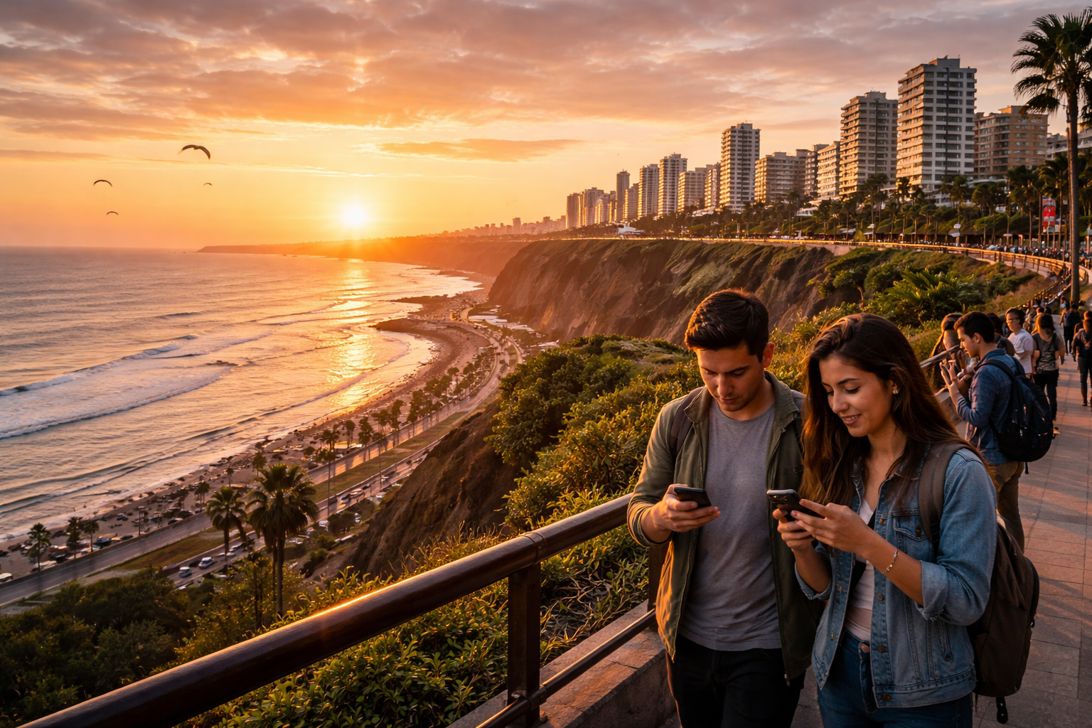 Wybrzeże Limy i dzielnica Miraflores z widokiem na Pacyfik