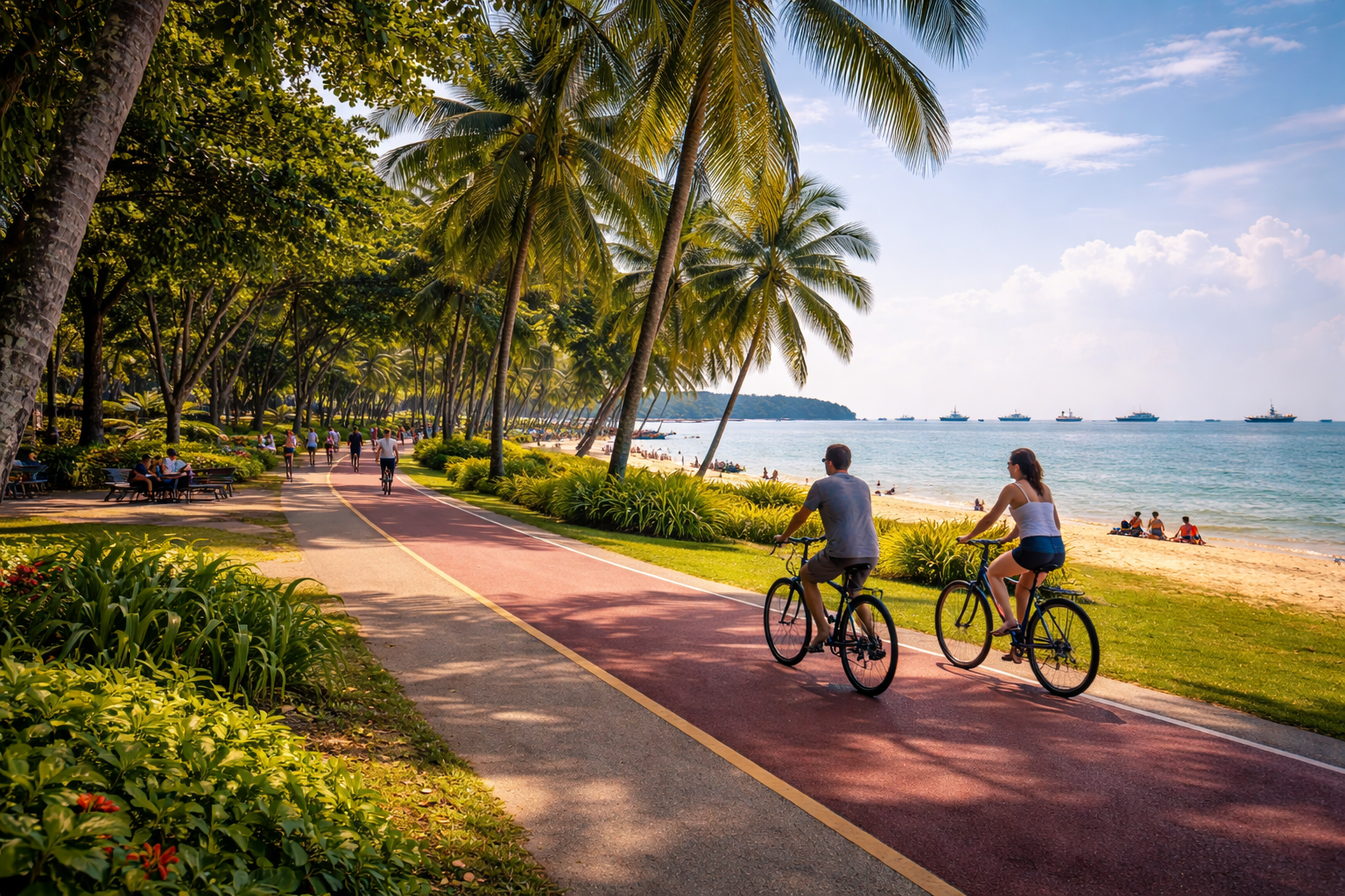 East Coast Park with a seaside cycling path.