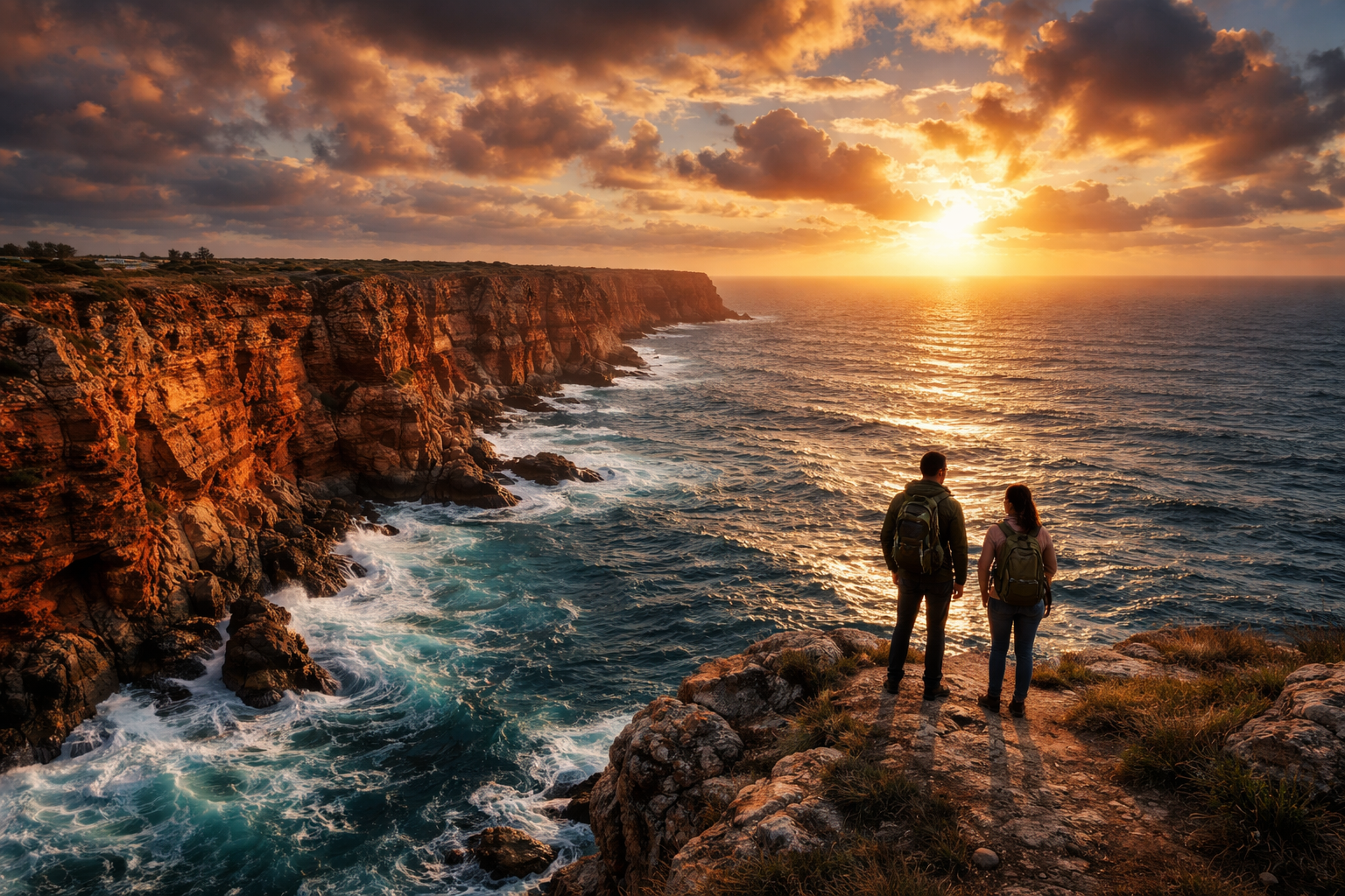 Cape Kaliakra with red cliffs and tourists using eSIM internet