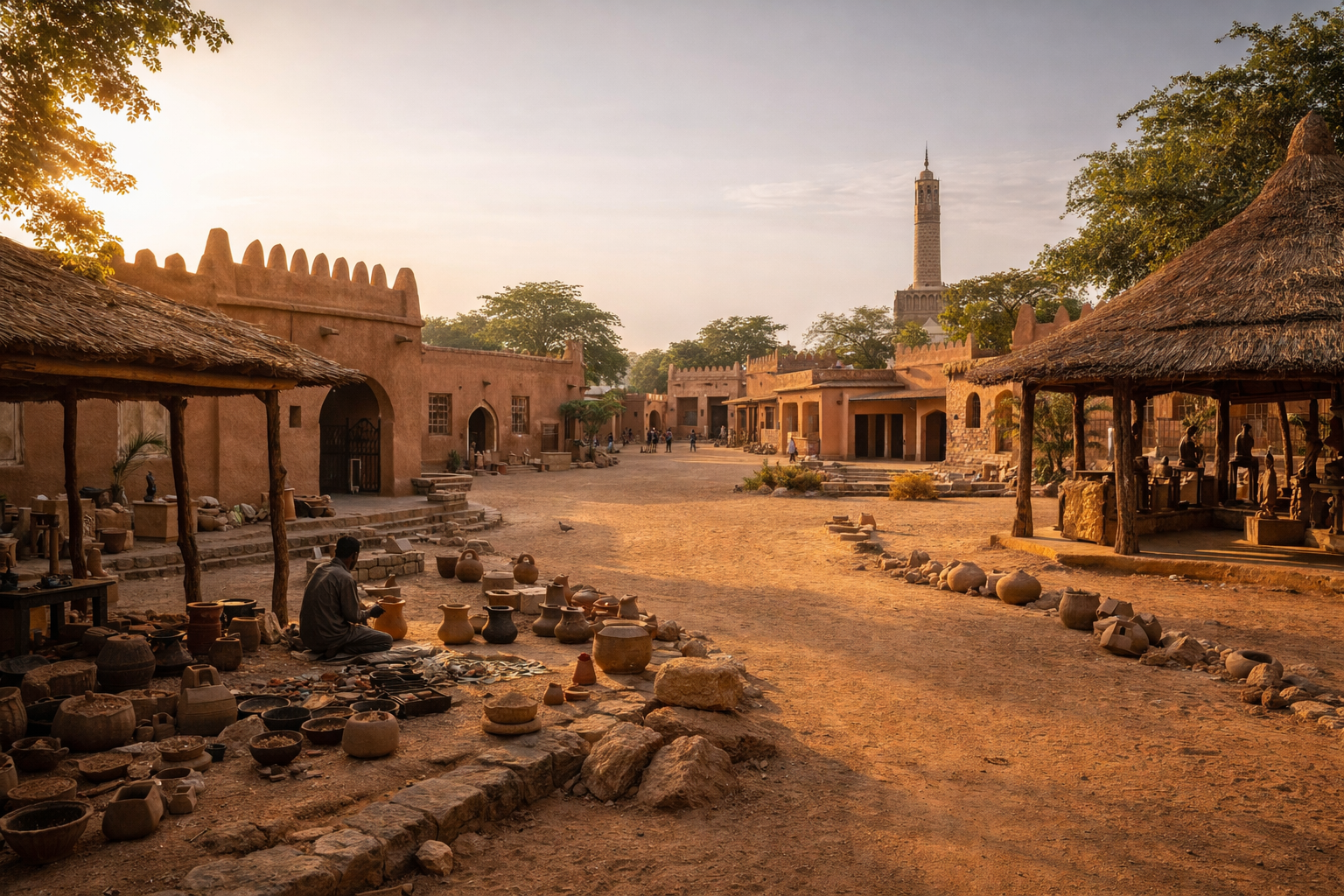 המוזיאון הלאומי בניאמיי עם ארכיטקטורה חמה, חצר פתוחה ואווירה תרבותית של בירת ניז'ר.
