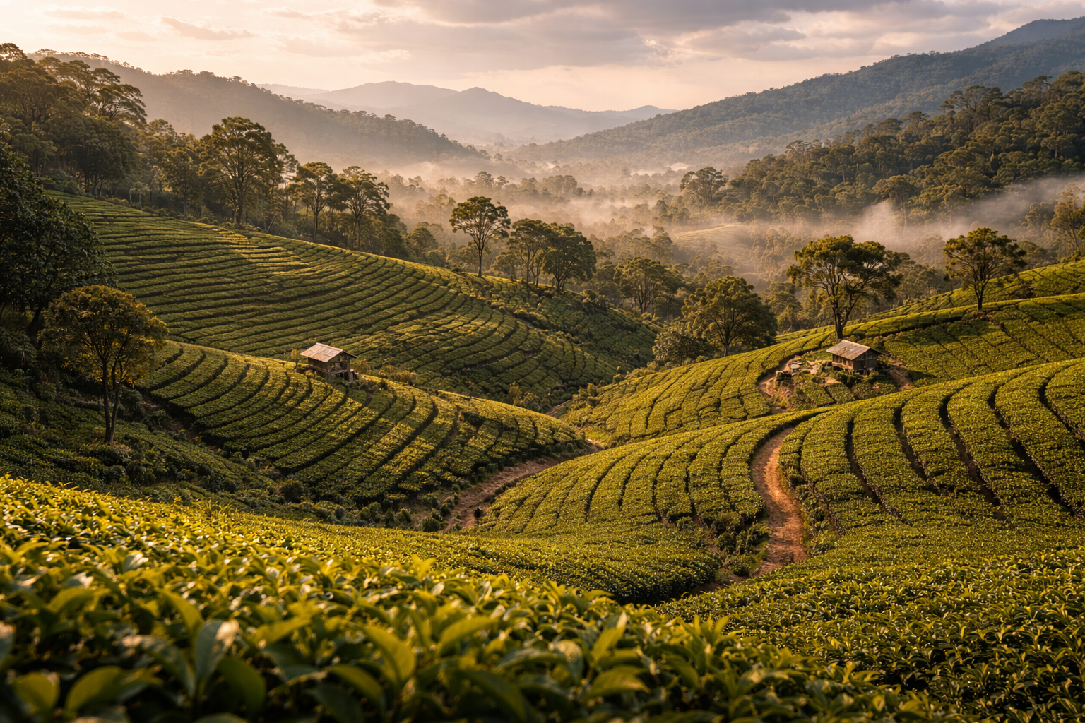 Njombé tea plantations with green hills