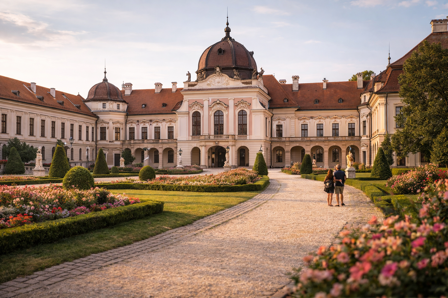 ארמון גדלה עם תיירים ברקע המטיילים בשטח