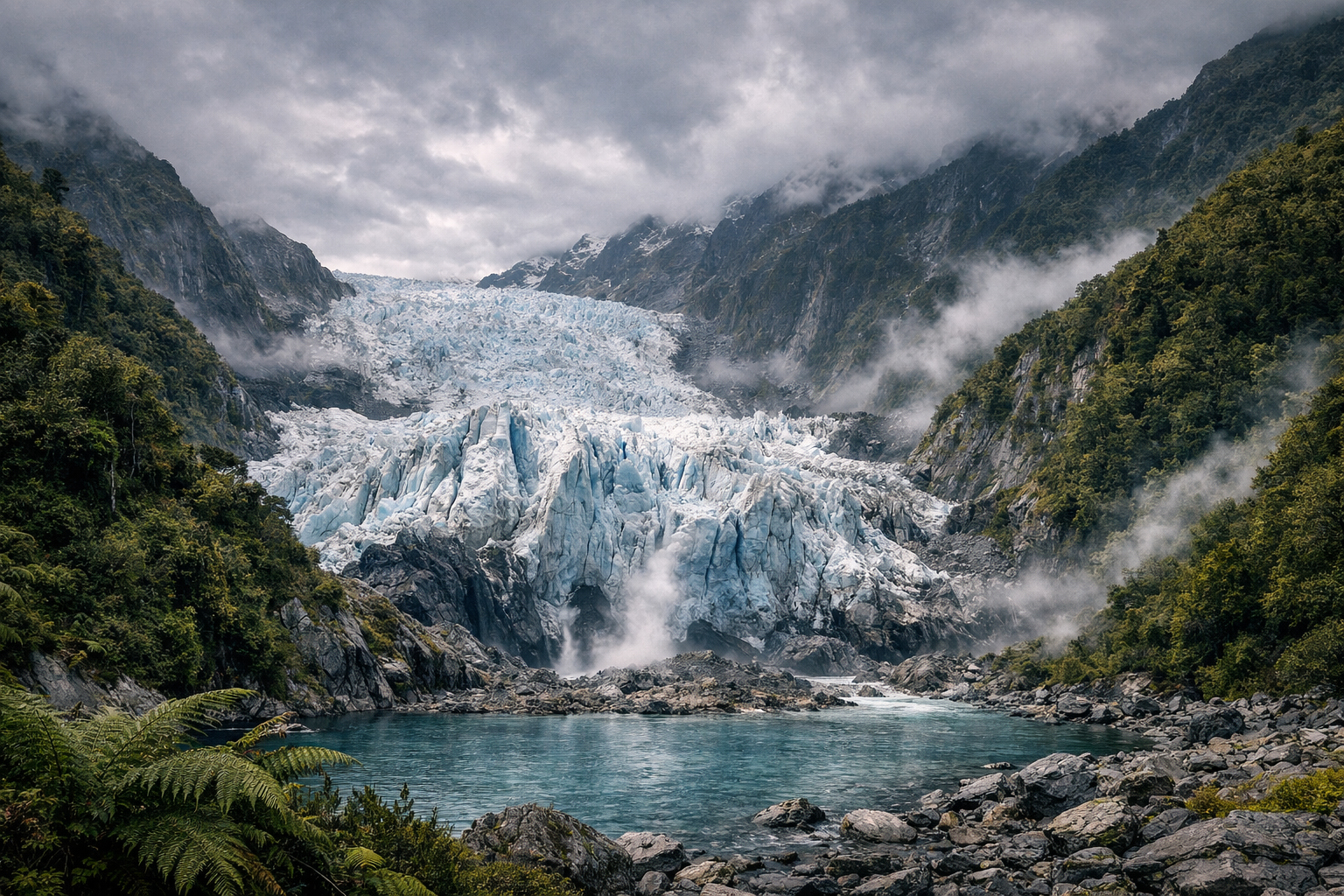 Franca-Jozefa ledājs zaļo kalnu vidū