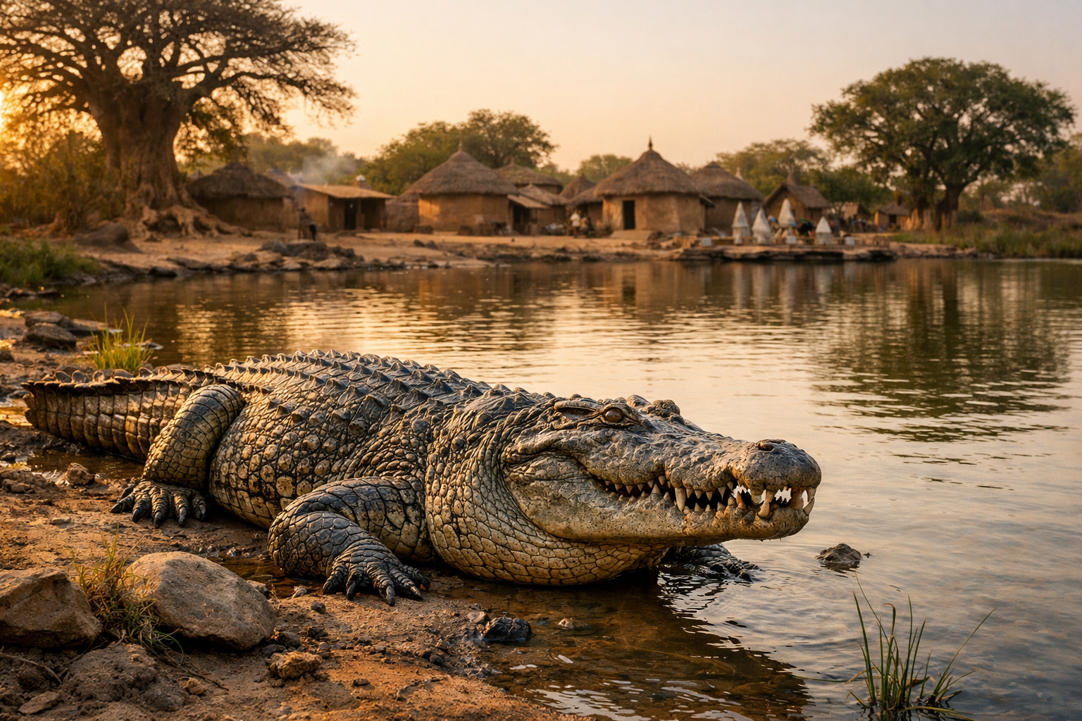A crocodile at Paga Pond