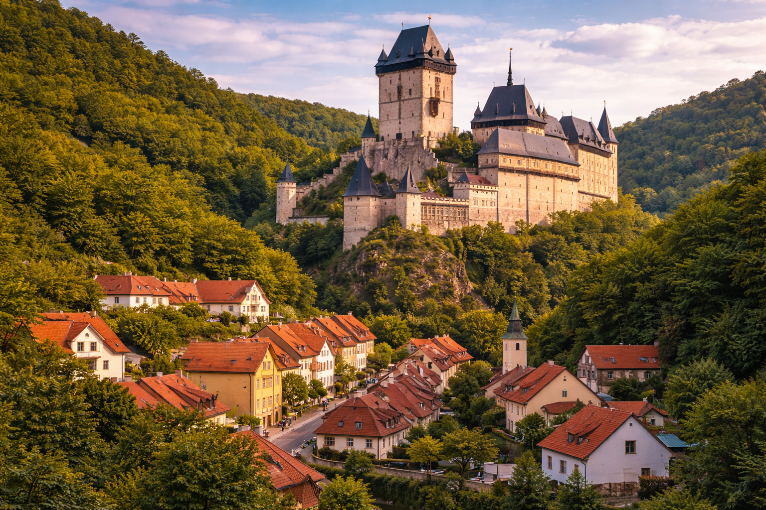 Il castello medievale di Karlštejn vicino a Praga.