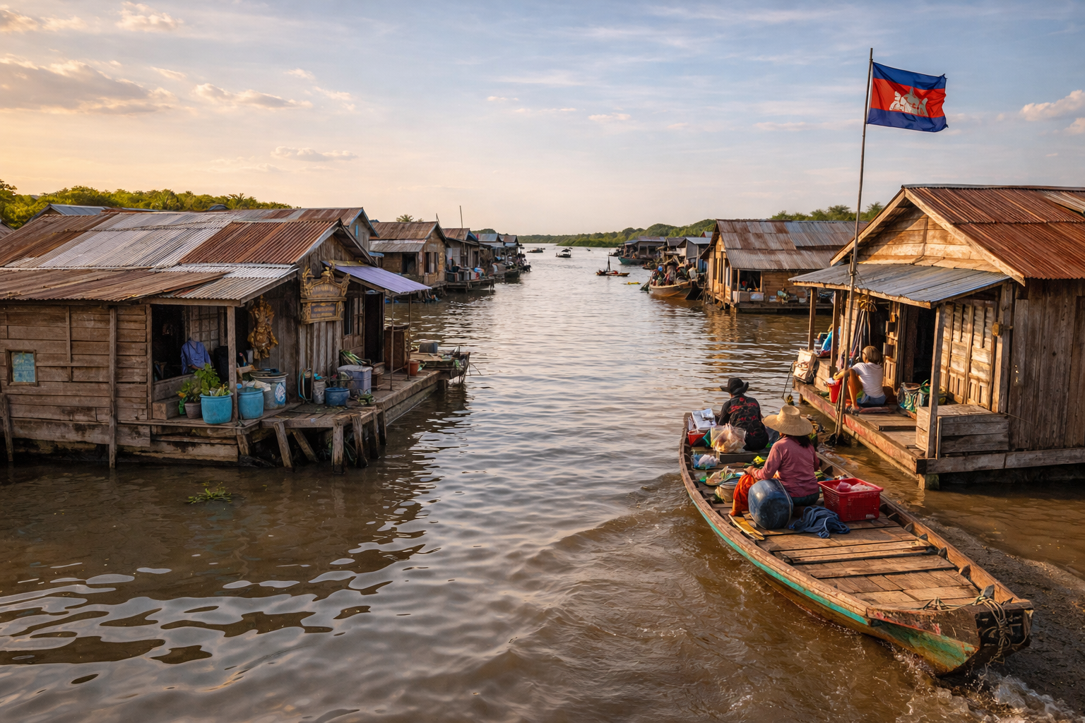 A floating village on Tonlé Sap Lake