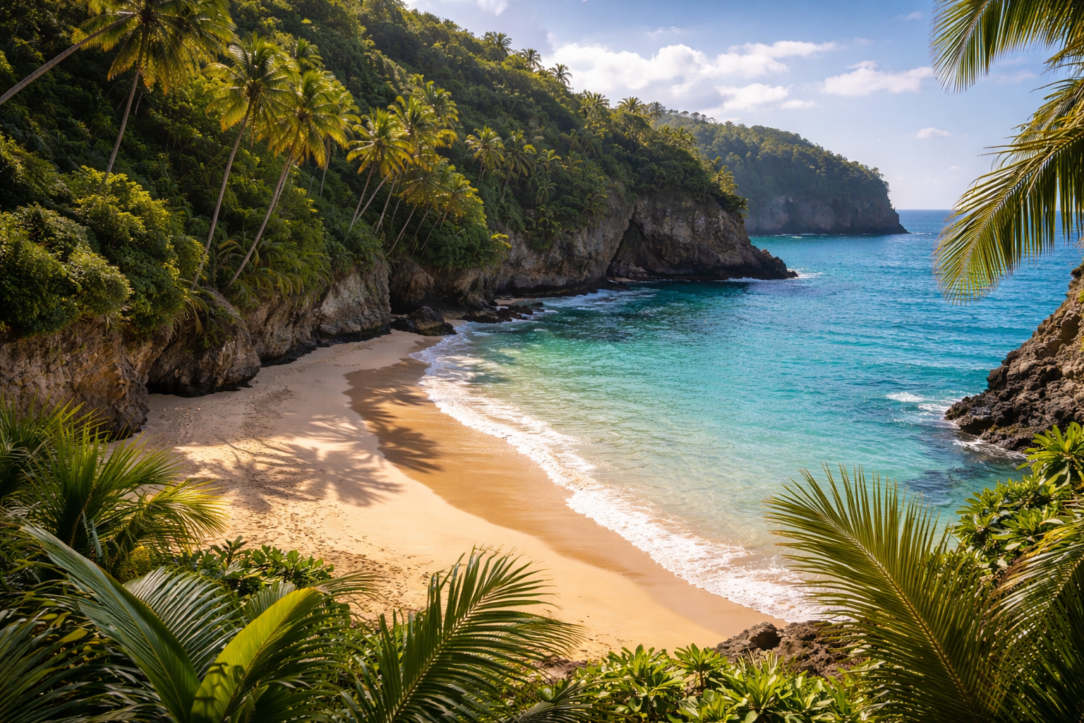 Platja amagada de Samaná entre vessants verds i natura tropical