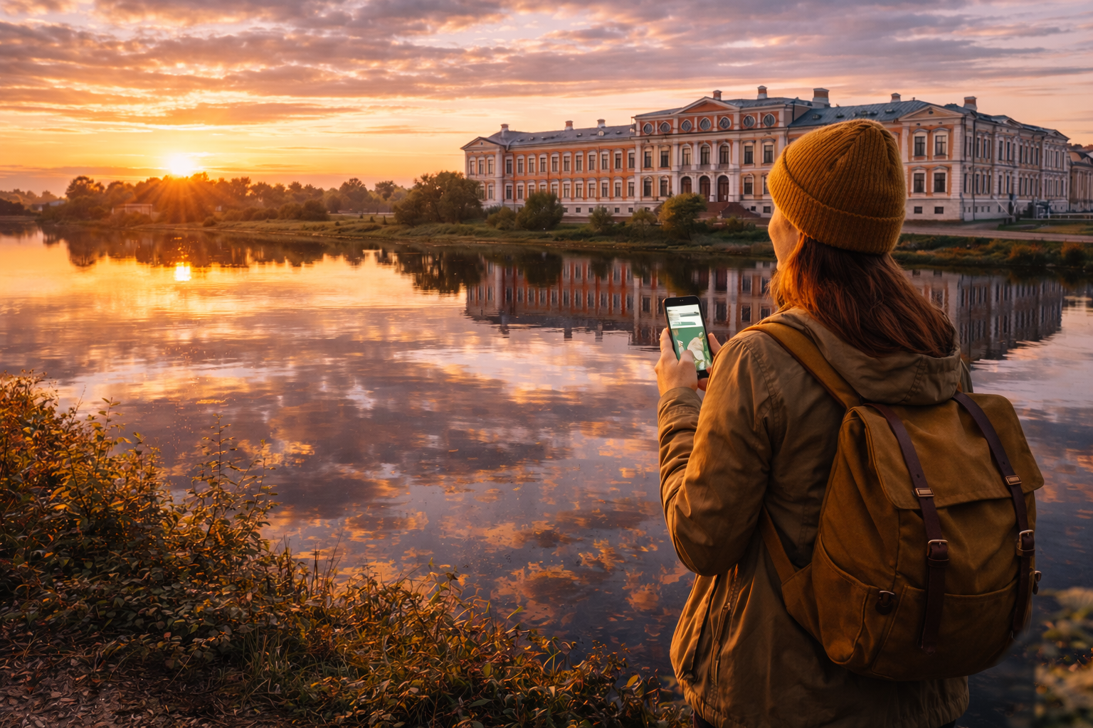 Jelgava Palace and a tourist using an eSIM