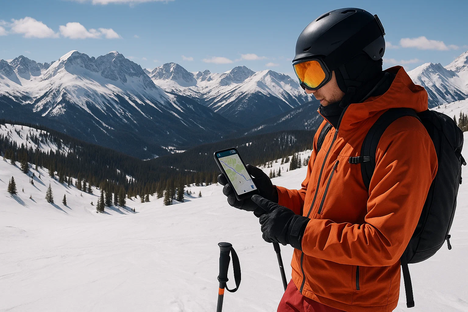 Skier in the Rockies using GPS