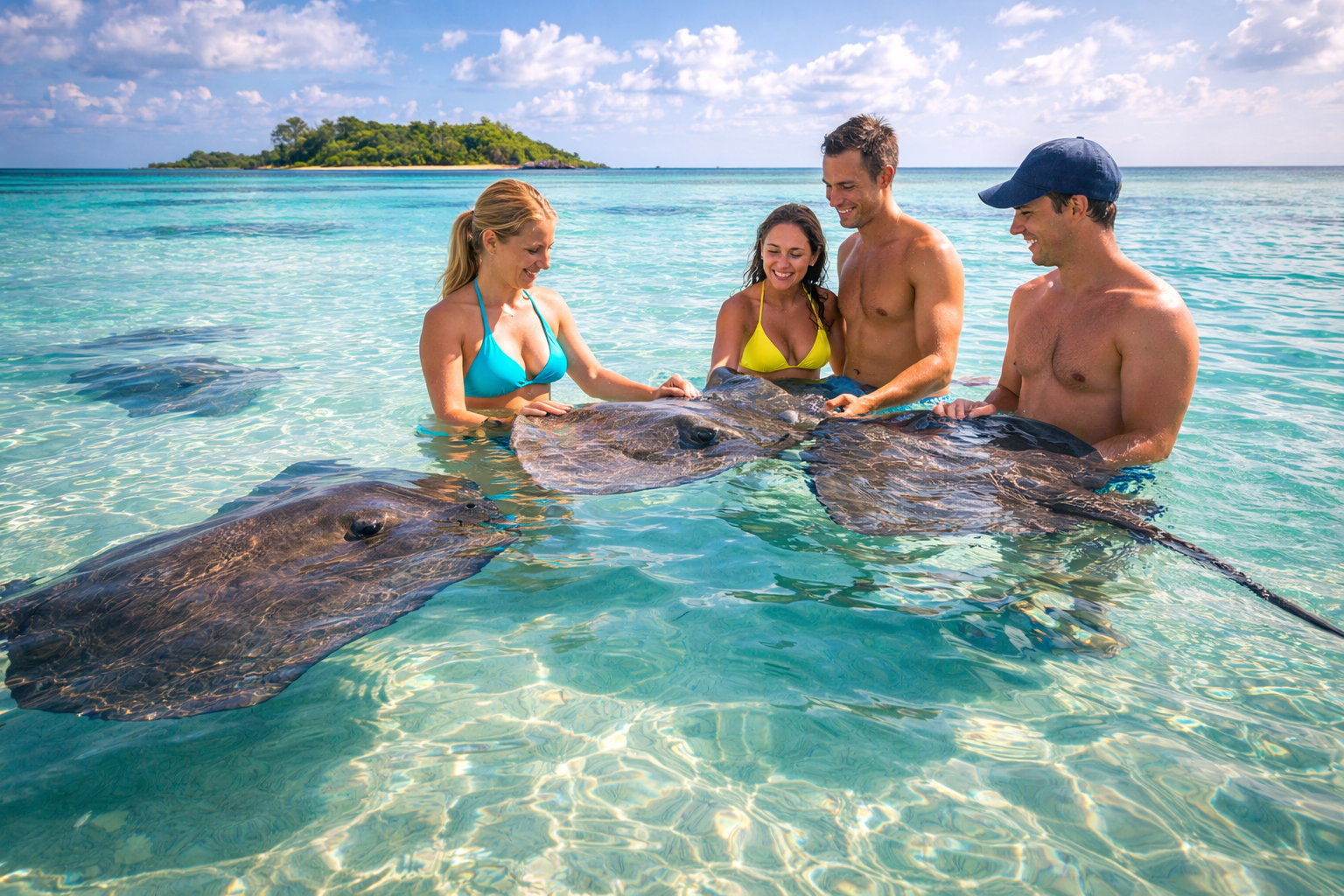 Stingray City Antigua — a lagoon with crystal-clear water and stingrays