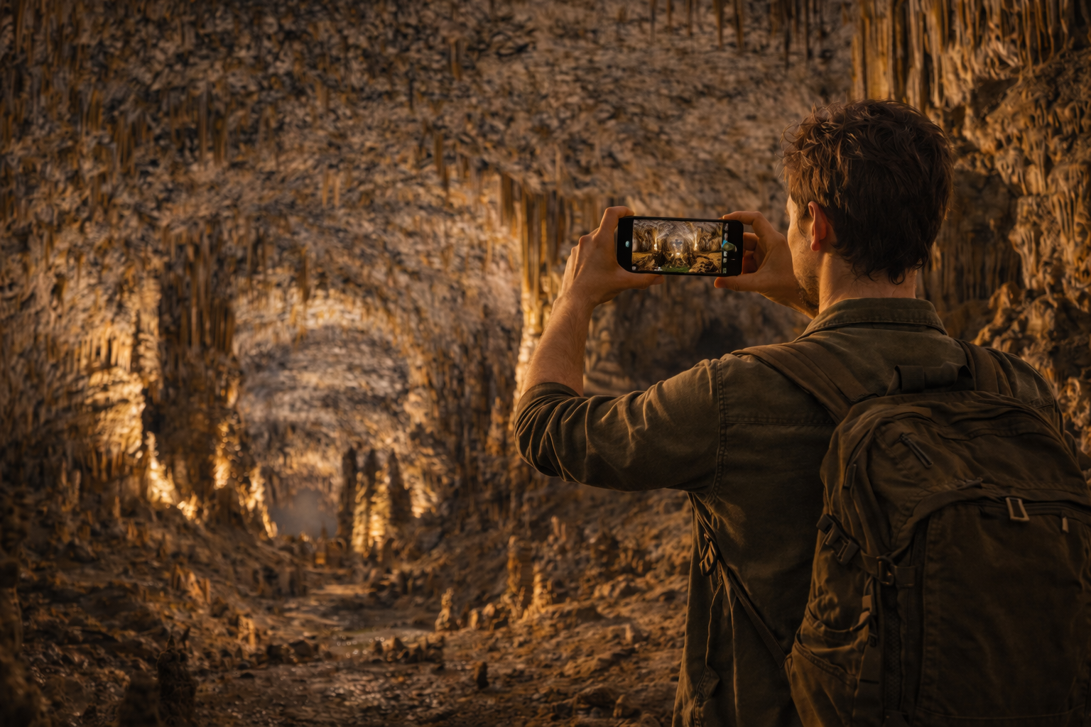 מערת פוסטוינה בסלובניה עם אולמות תת-קרקעיים וטיול עם סמארטפון עם eSIM פעילה