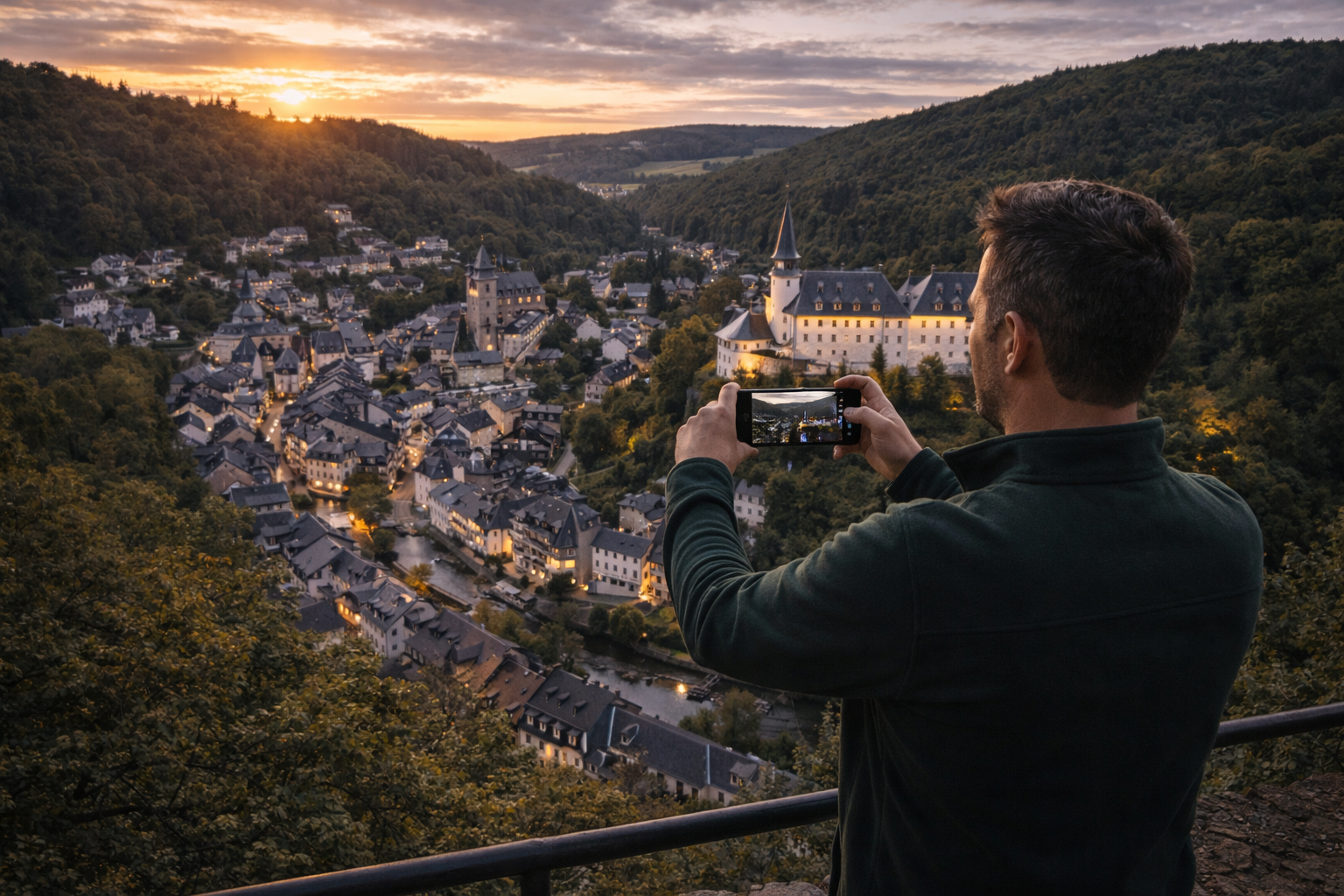 Castillo de Vianden en una colina