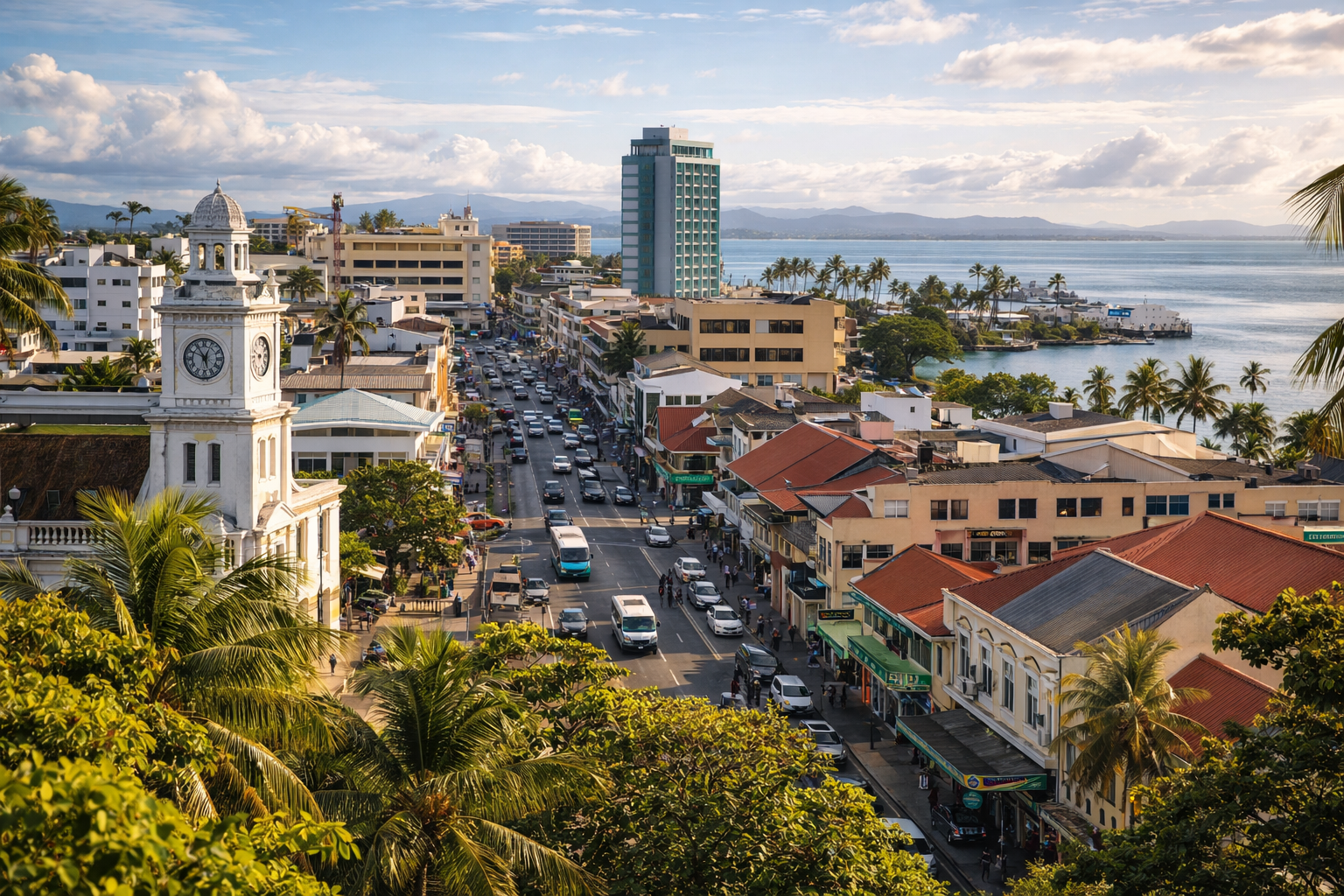 Suva – hlavní město Fidži s městskou atmosférou, architekturou a výhledem na oceán