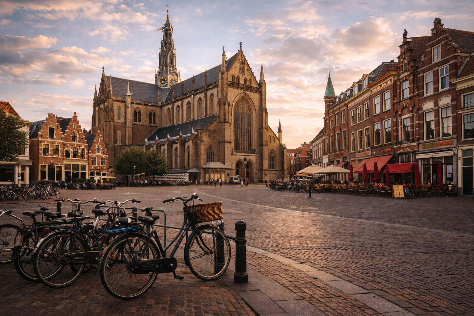 Haarlem’s central square with a Gothic church