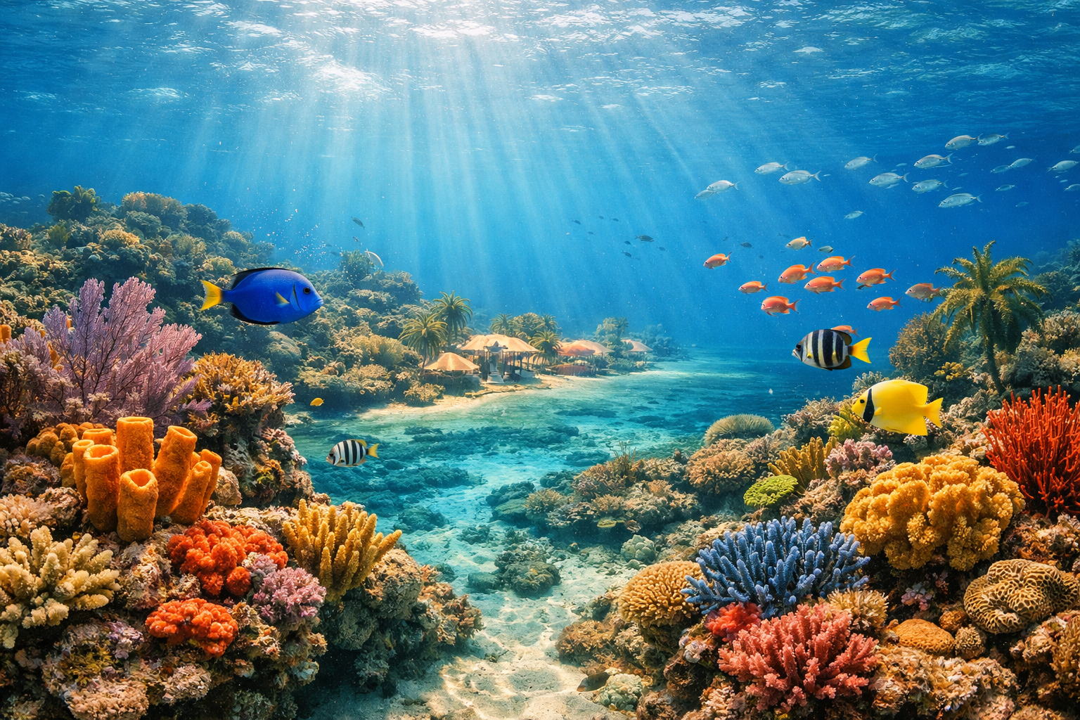 Підводний світ Белізького бар’єрного рифу з коралами та тропічними рибами