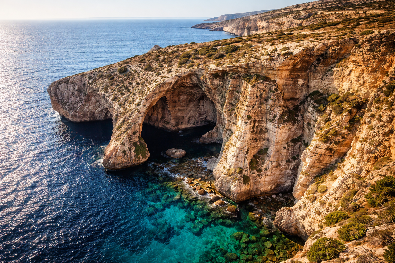 Blue Grotto di Malta dengan gua laut