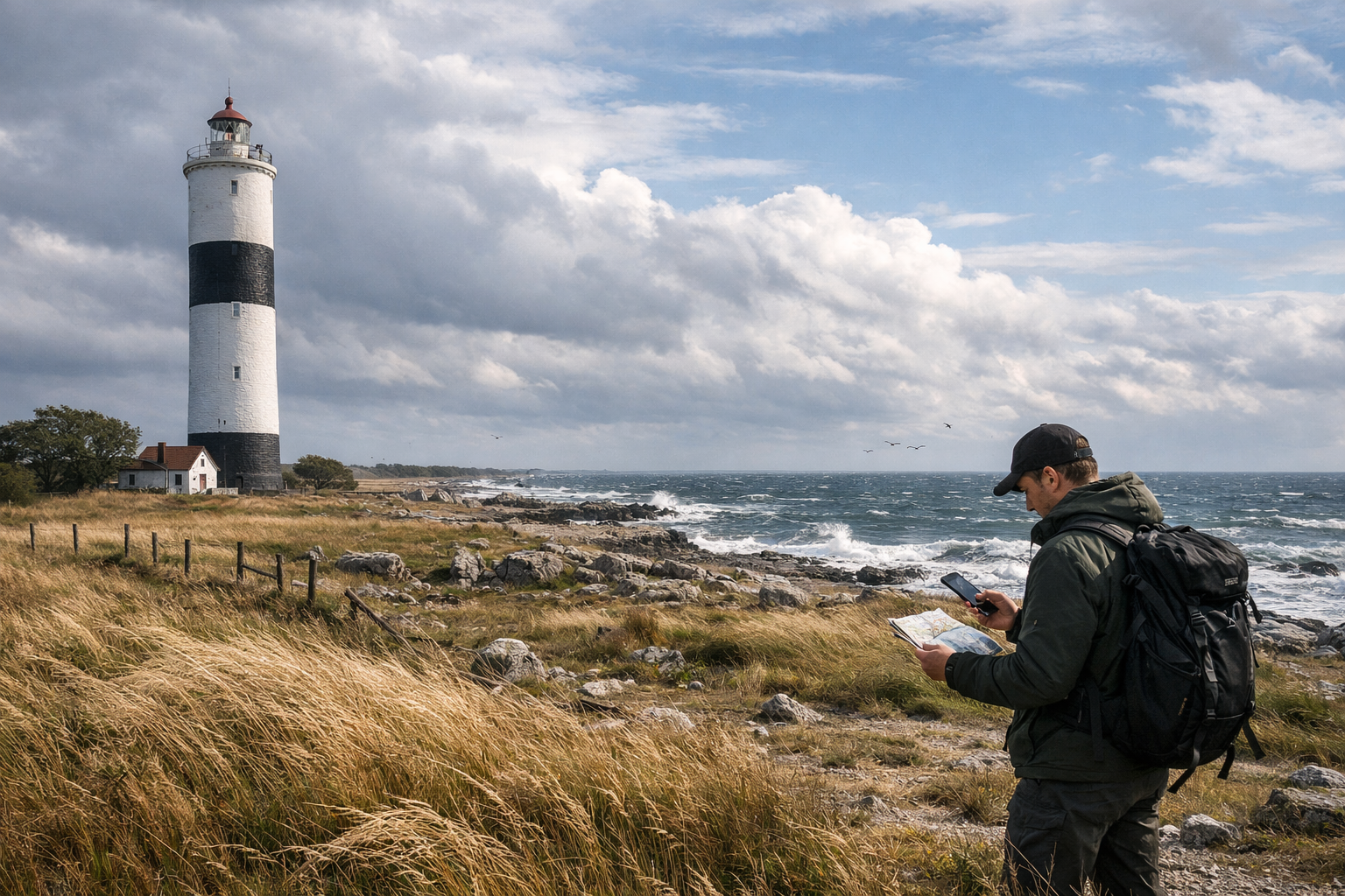 A lighthouse on Öland, and a tourist plans a route