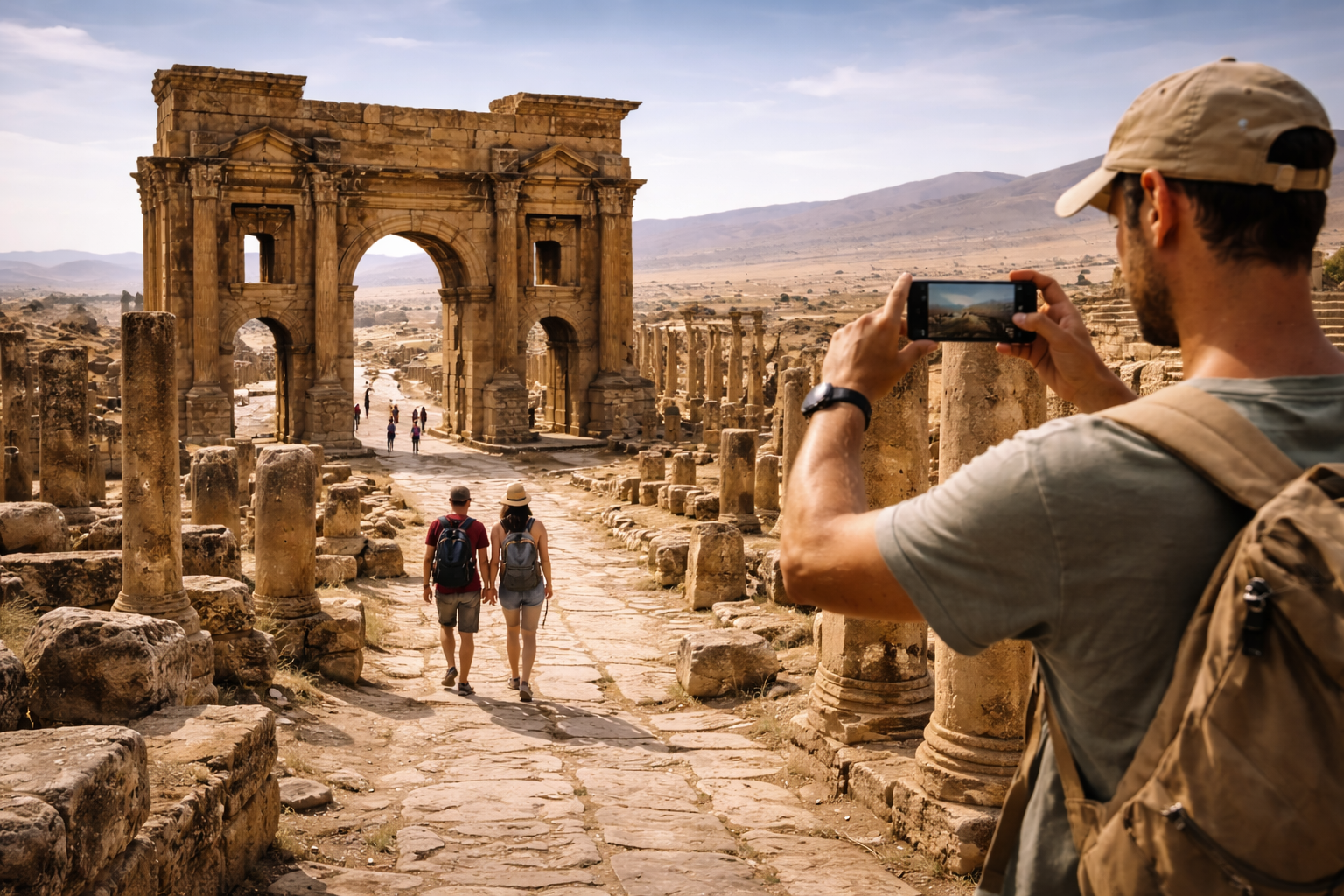 The ruins of Timgad and Trajan’s Arch