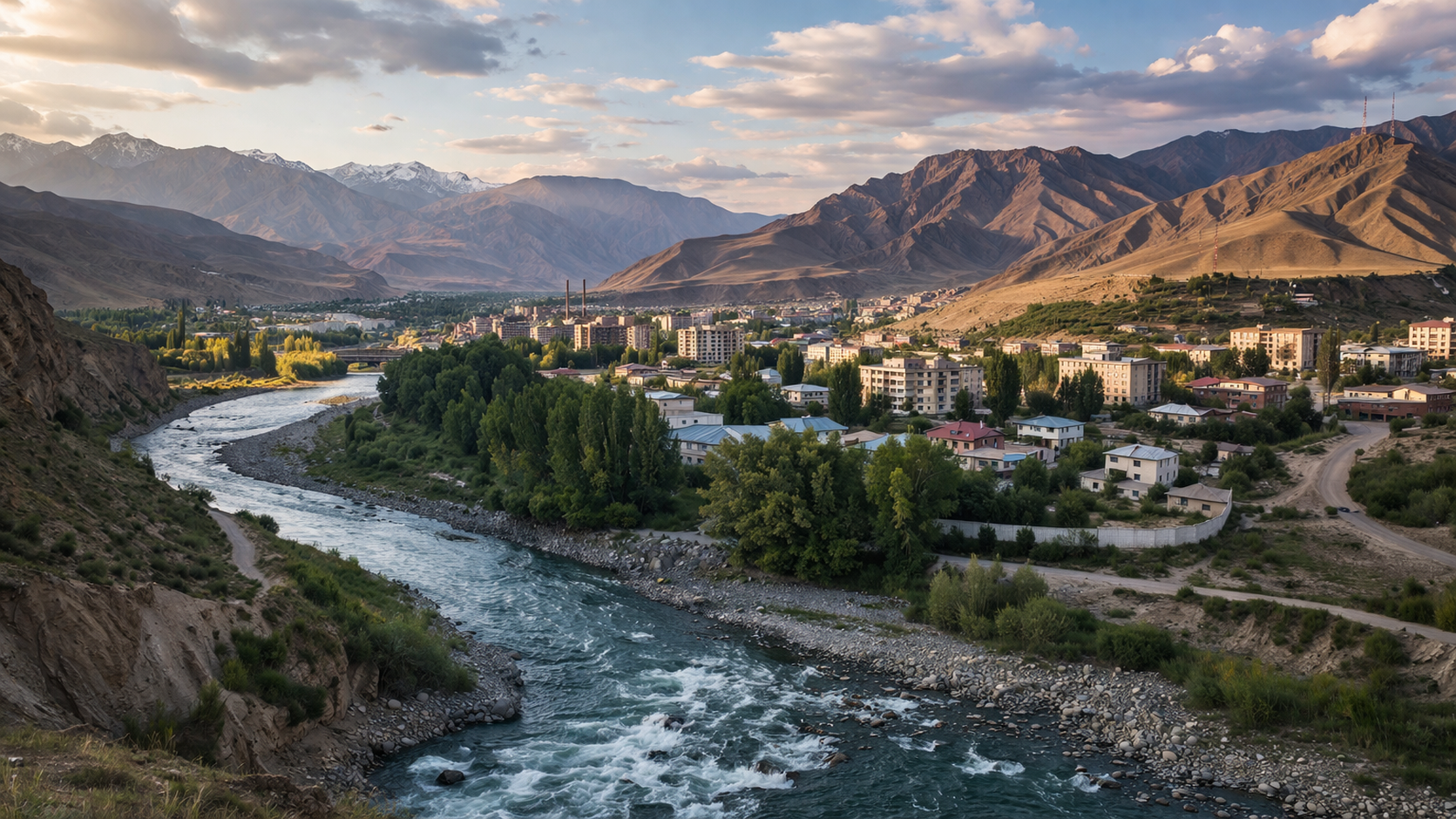 העיר נארין בין הרים ונהר