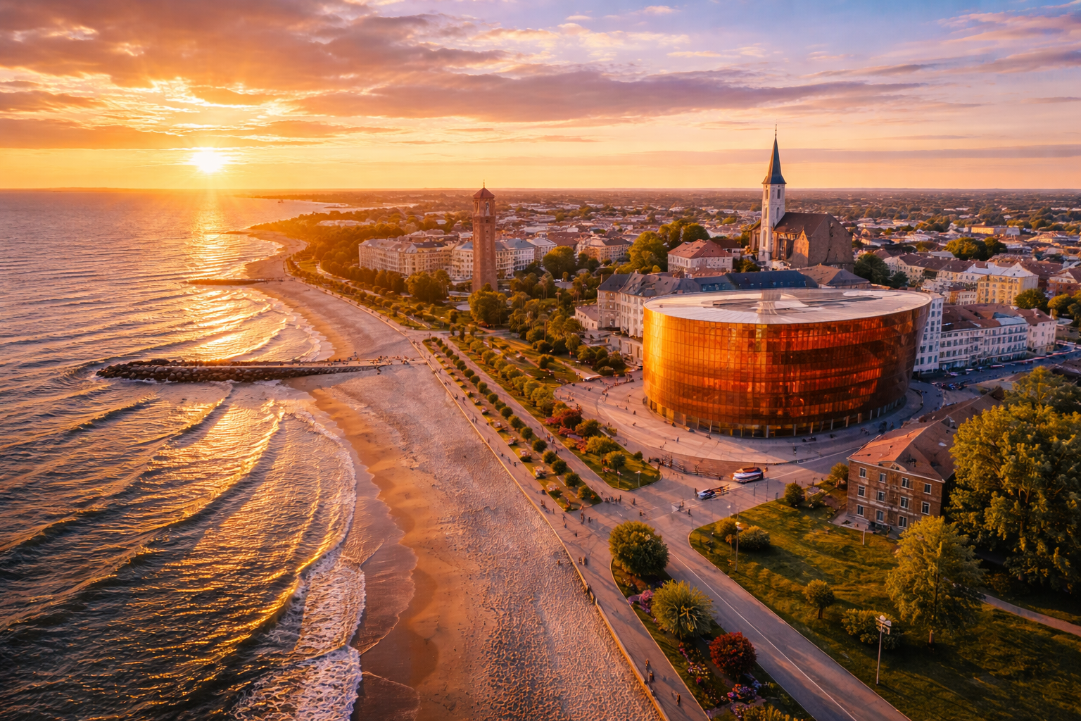 Liepāja coastline and the Great Amber concert hall