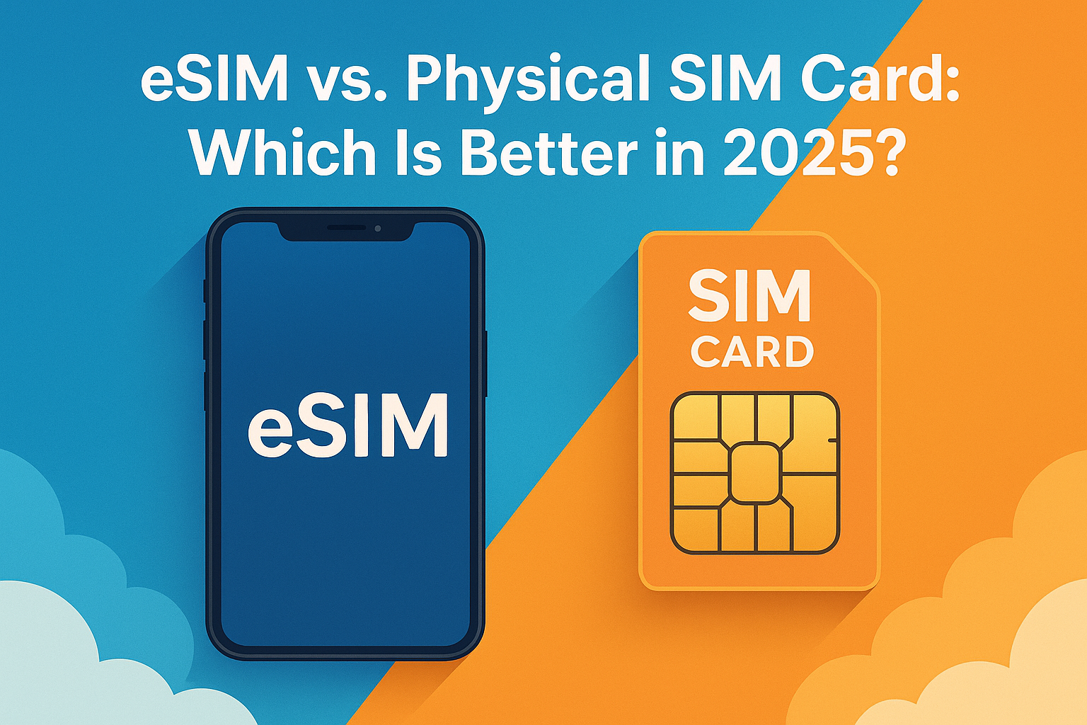 Same goal, different tech: eSIM vs physical SIM cards.
