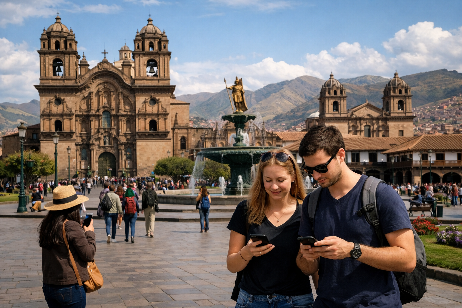 Historyczne centrum Cusco z kolonialną architekturą i placem Plaza de Armas