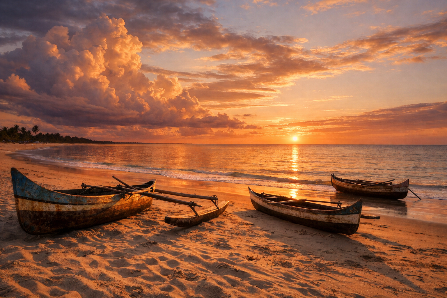 Morondava beach with boats