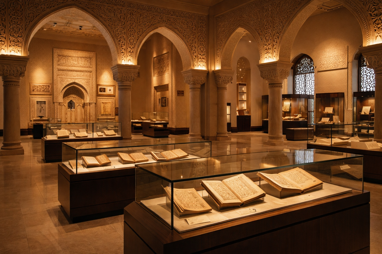 בית הקוראן בבחריין עם חלל פנים אלגנטי, אדריכלות אסלאמית ואווירה של מרחב תרבותי