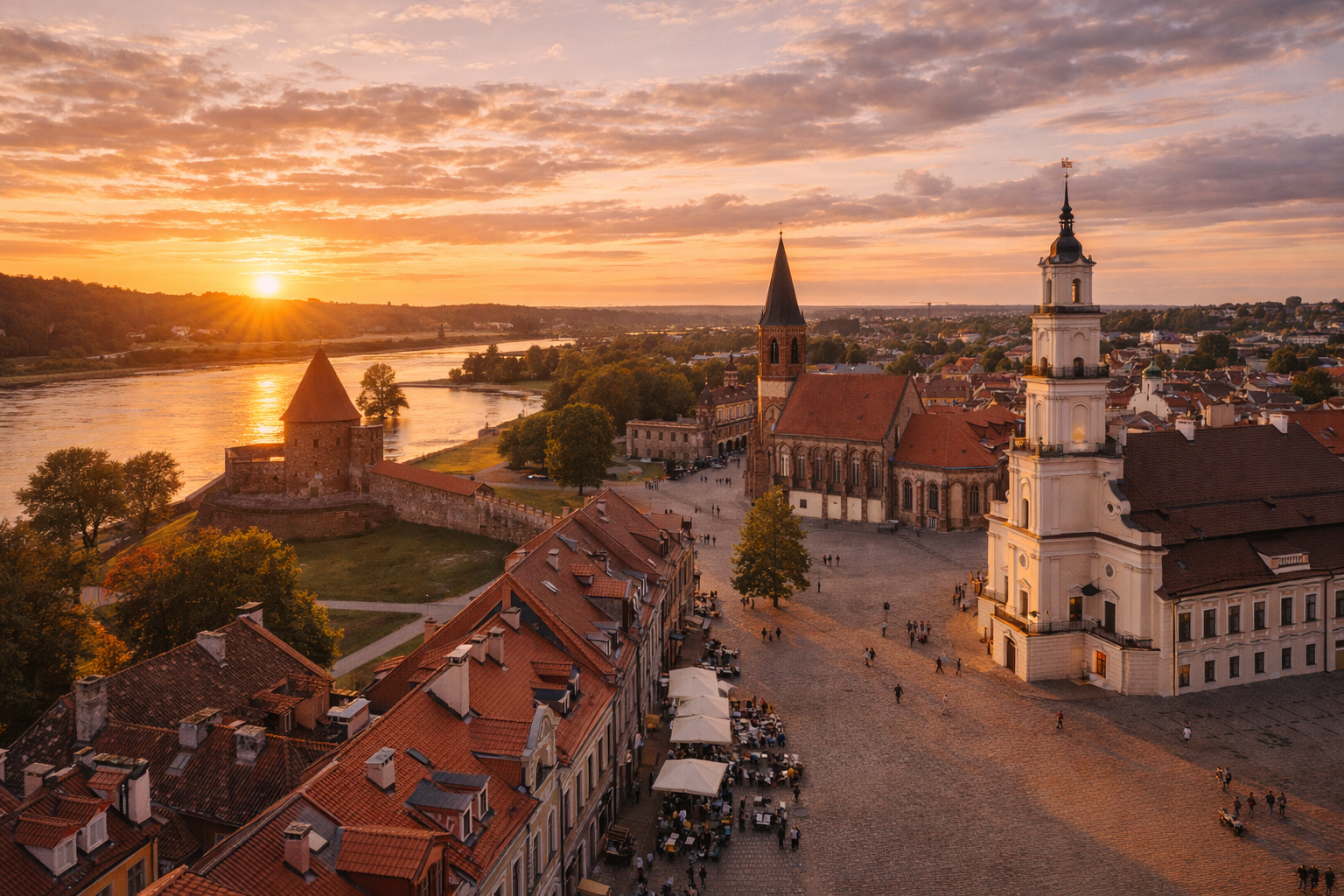 Kaunas Castle and the historic center of Kaunas