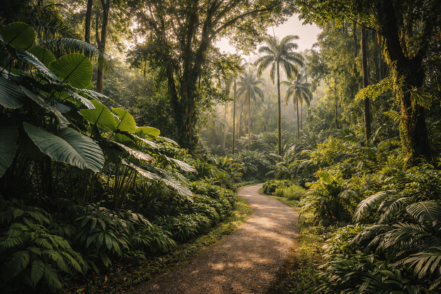 שדרות טרופיות וירק צפוף בגן הבוטני לנסתיליה בהונדורס