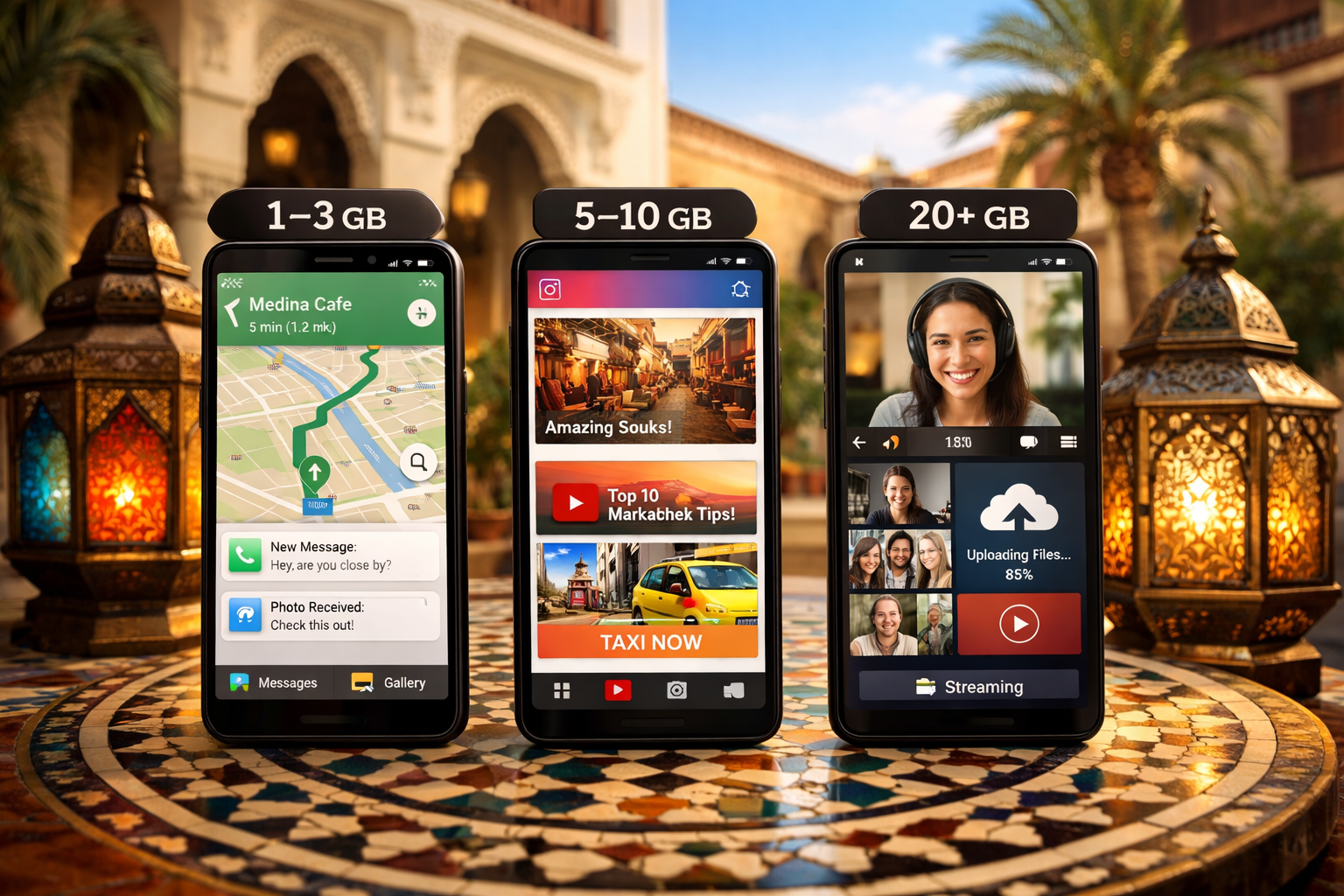 How much mobile data tourists need in Morocco for navigation and social media.