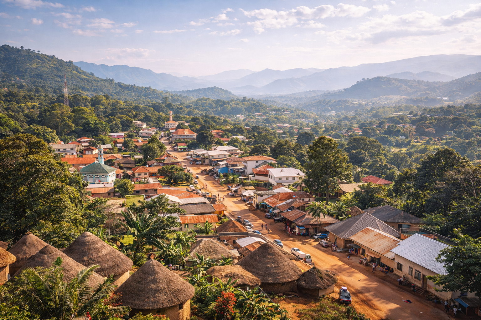 Città di Dalaba nelle montagne della Guinea