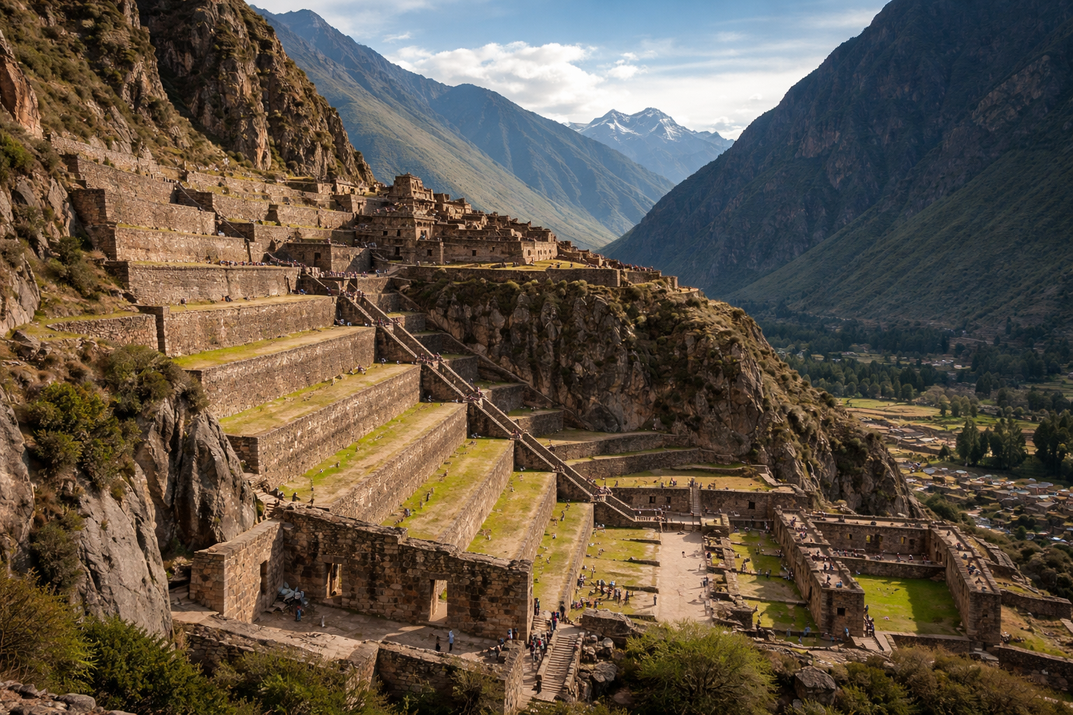 Kamienne tarasy i starożytne miasto Inków Ollantaytambo w Świętej Dolinie