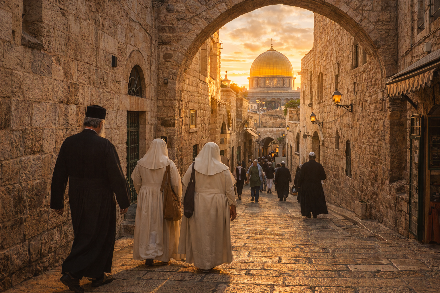 Jerusalem’s Old City with ancient stone walls and narrow historic streets