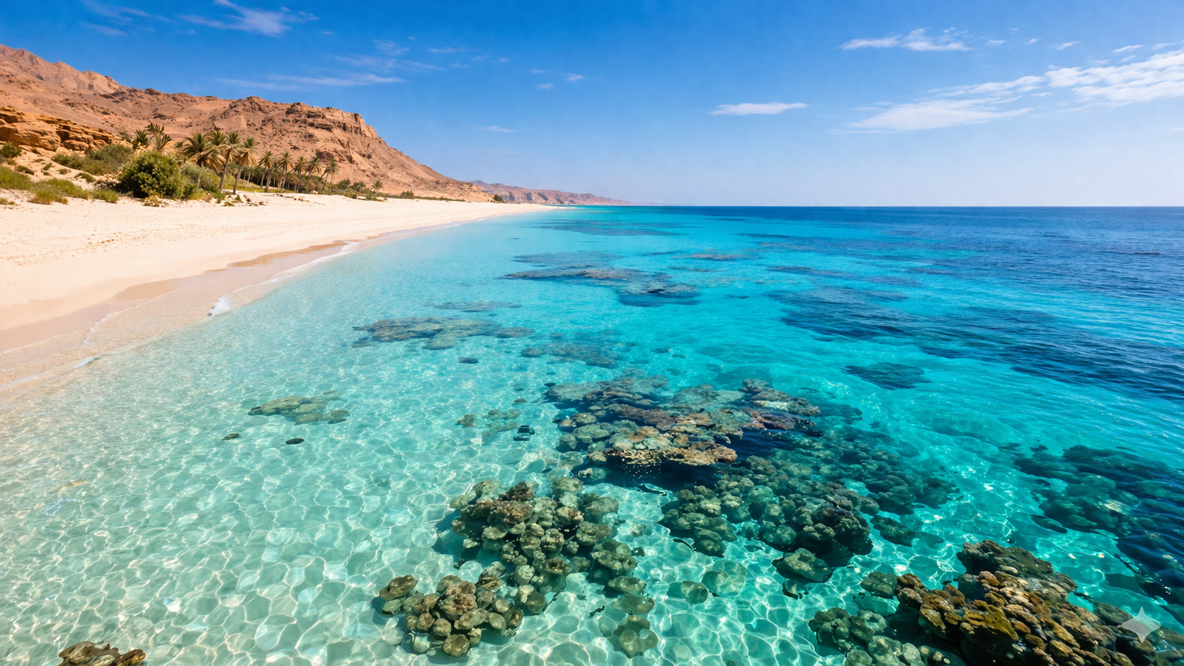 Pláž Červeného mora s priezračnou vodou