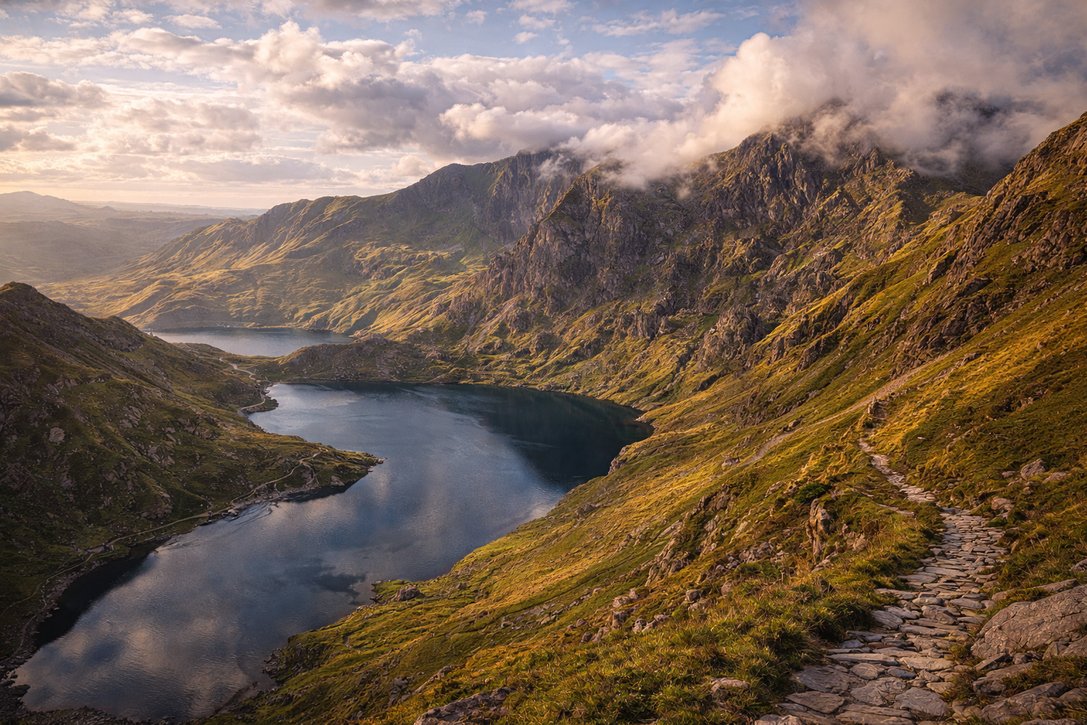 Mountain scenery of Snowdonia National Park in Wales